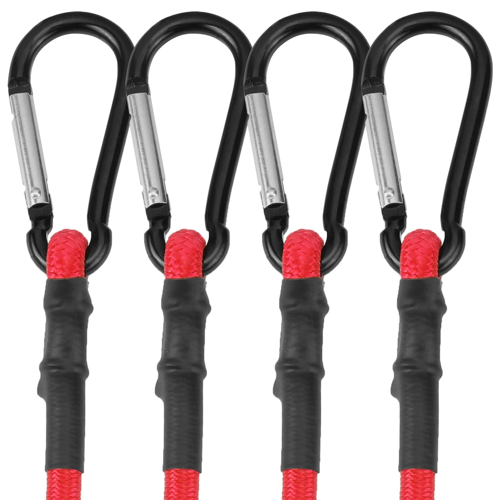 WORKPRO 24 Inch Bungee Cords with Hooks, 4 Pack Superior Rubber Heavy Duty Bungee Straps Strong Elastic Rope for Outdoor Tent, Luggage Rack, Camping, Cargo, RV, Bike, Transporting, Storage, Red