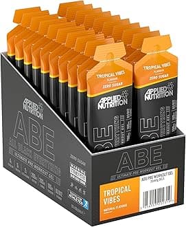 ABE Pre Workout Gel - All Black Everything Pre Workout Gel, Energy & Physical Performance with Citrulline, Creatine, Beta Alanine (20 x 60ml Gels) (Tropical Vibes)