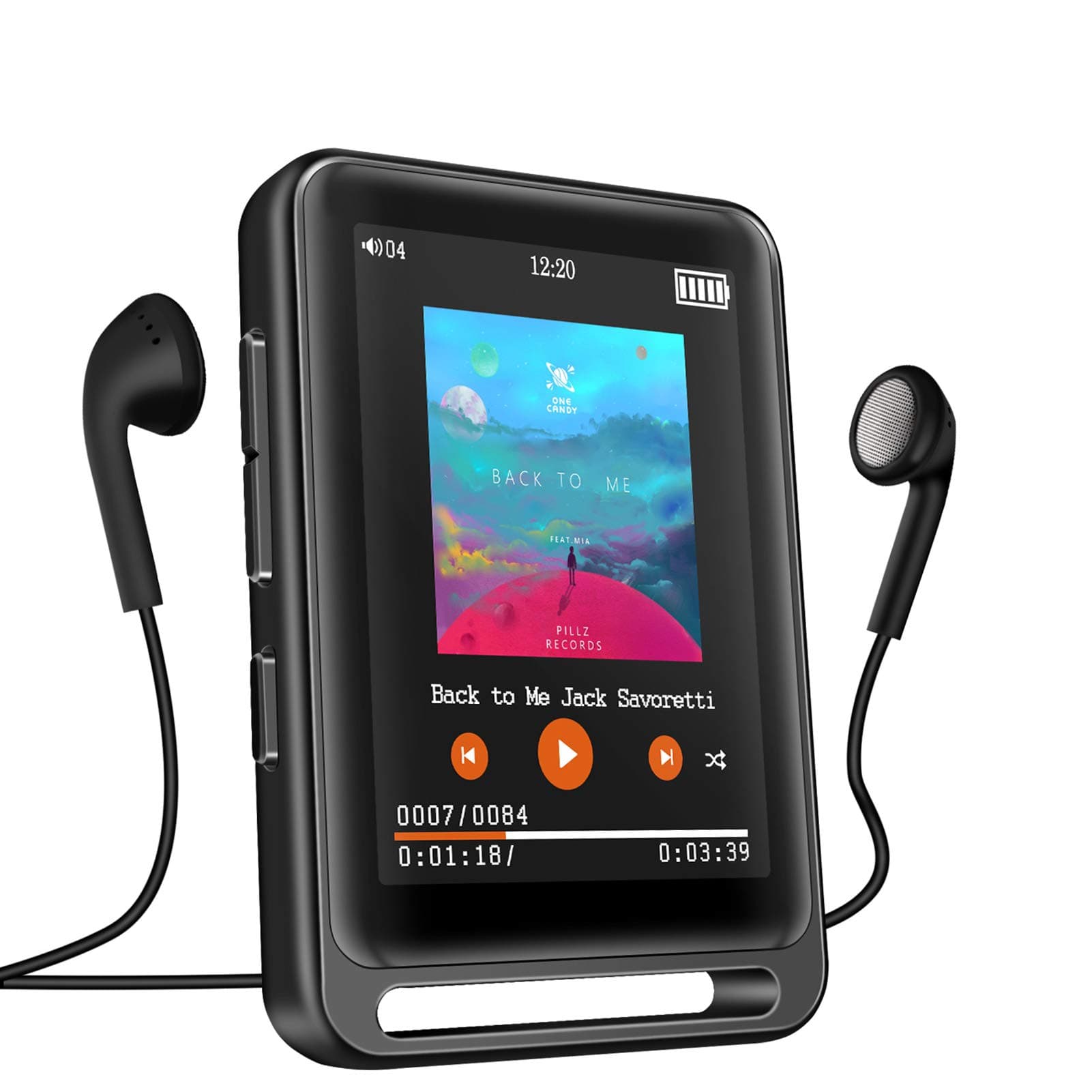 MP3 Player, Searick 16G MP3 Player with Bluetooth 4.2, 2.4" LCD Portable HiFi Lossless Sound Music MP3 Players with FM Radio/Voice Recorder, Support up to 128GB (Headphone, Armband, Lanyard Included)