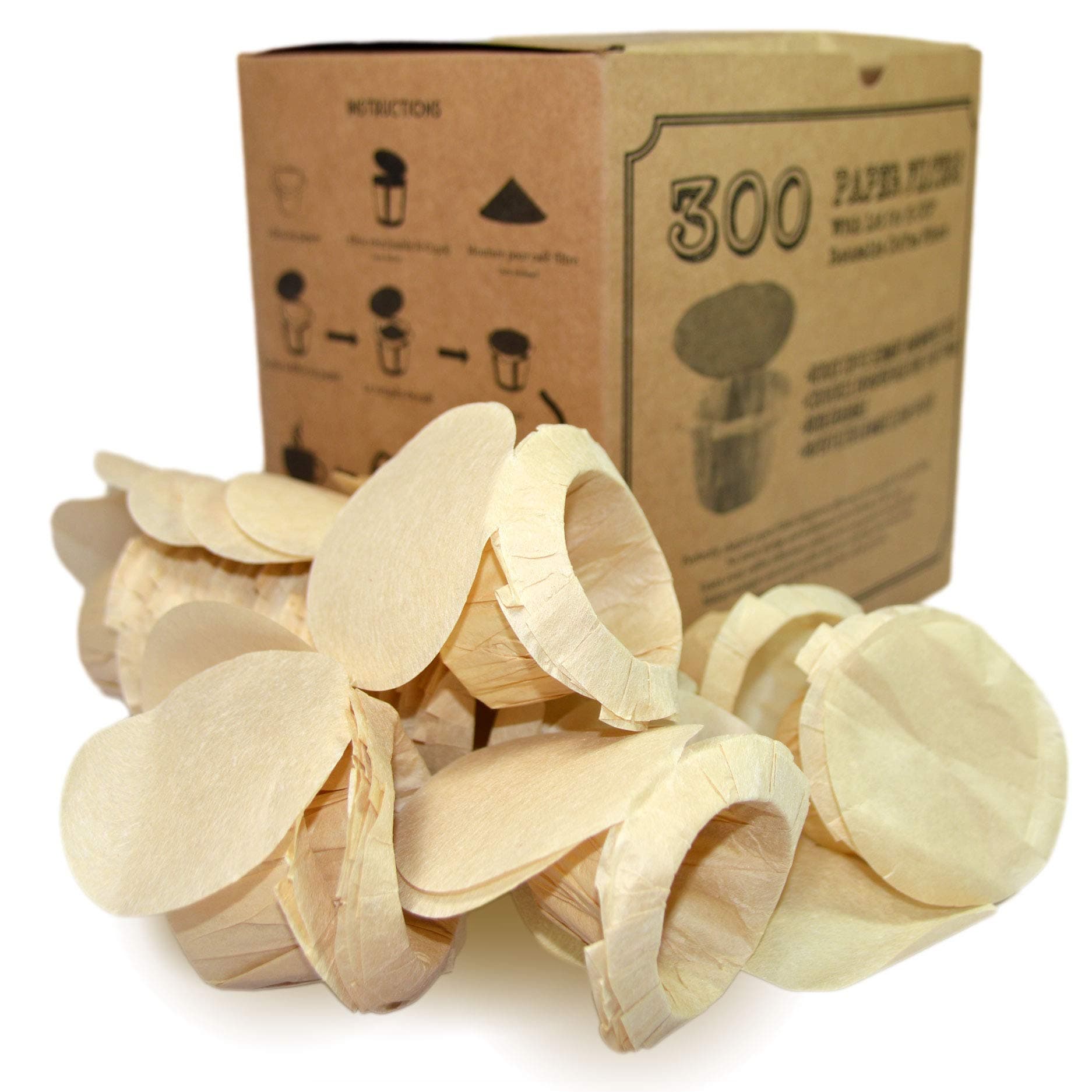 canFly Optional K-cup Paper Filter with Lid compatible with Keurig, Ekobrew, EZ-Cup Reusable K-CUP and other Reusable Coffee Filters Unbleached 300 Brown