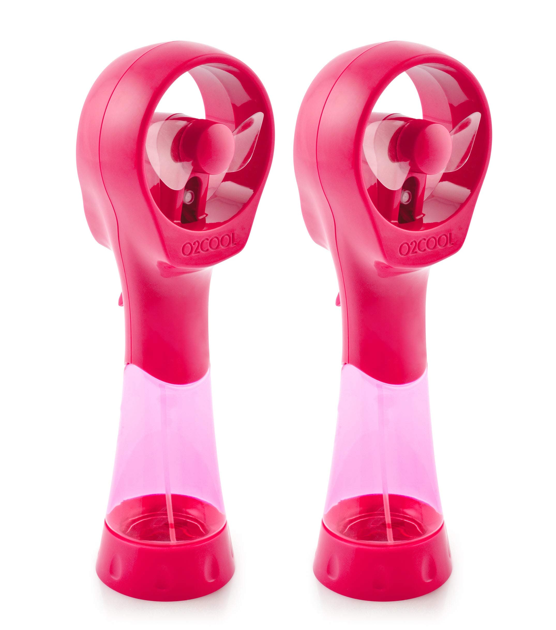 O2COOL2 Pack Elite Battery Powered Handheld Water Misting Fans (Raspberry)