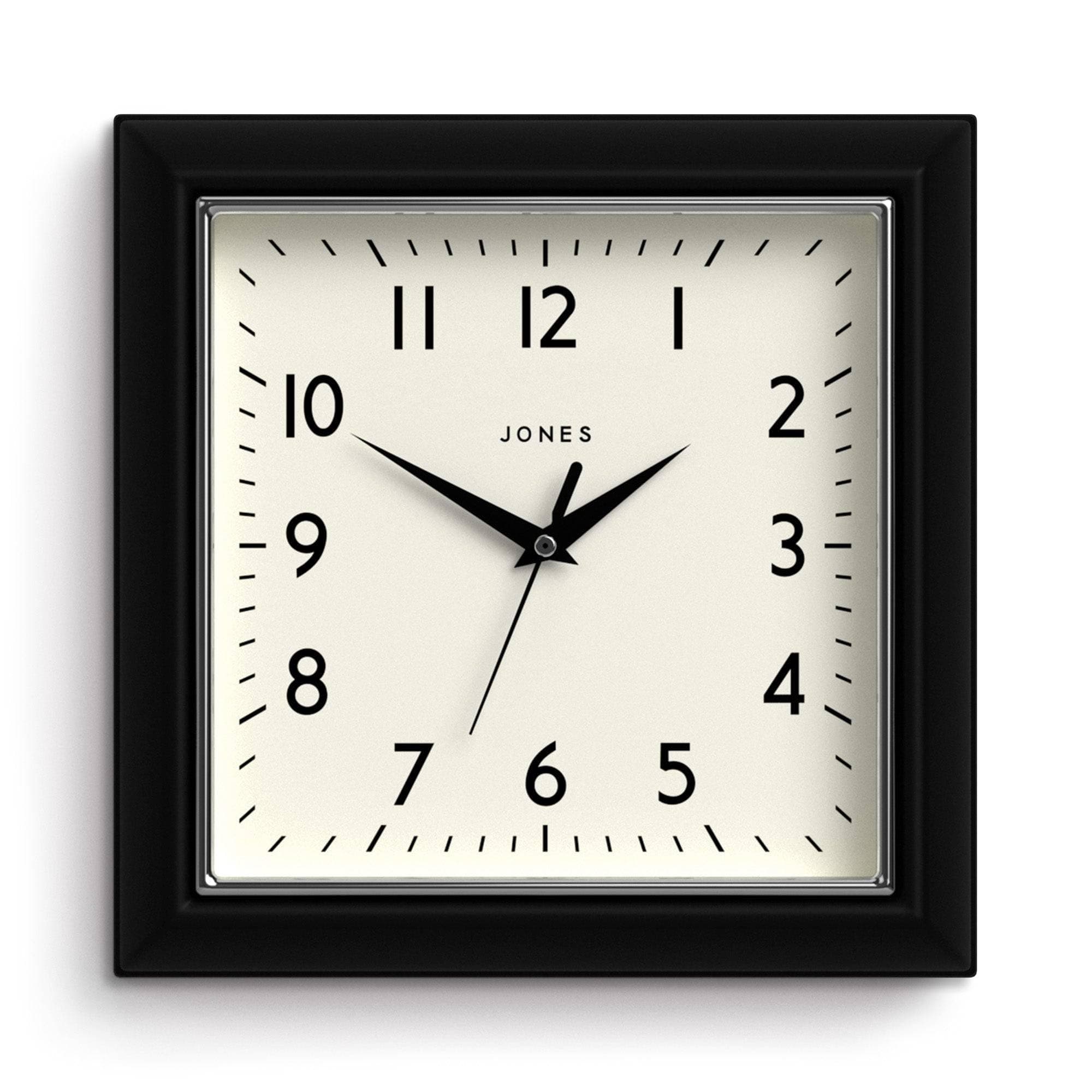 Mustard Wall Clock | Square Retro Clock | 10 inch | Black | Easy to Read Numbers | Perfect for Kitchen or Office