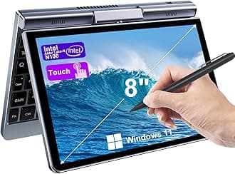 Crelander 2-in-1 Mini Laptop | 8-Inch Touchscreen Portable Small Pocket Computer | Intel 12th Gen N100 Processor | 12GB DDR5 RAM 1TB SSD | PD 30W Charging | WiFi6 BT5.2 |Backlit Keyboard |Windows 11