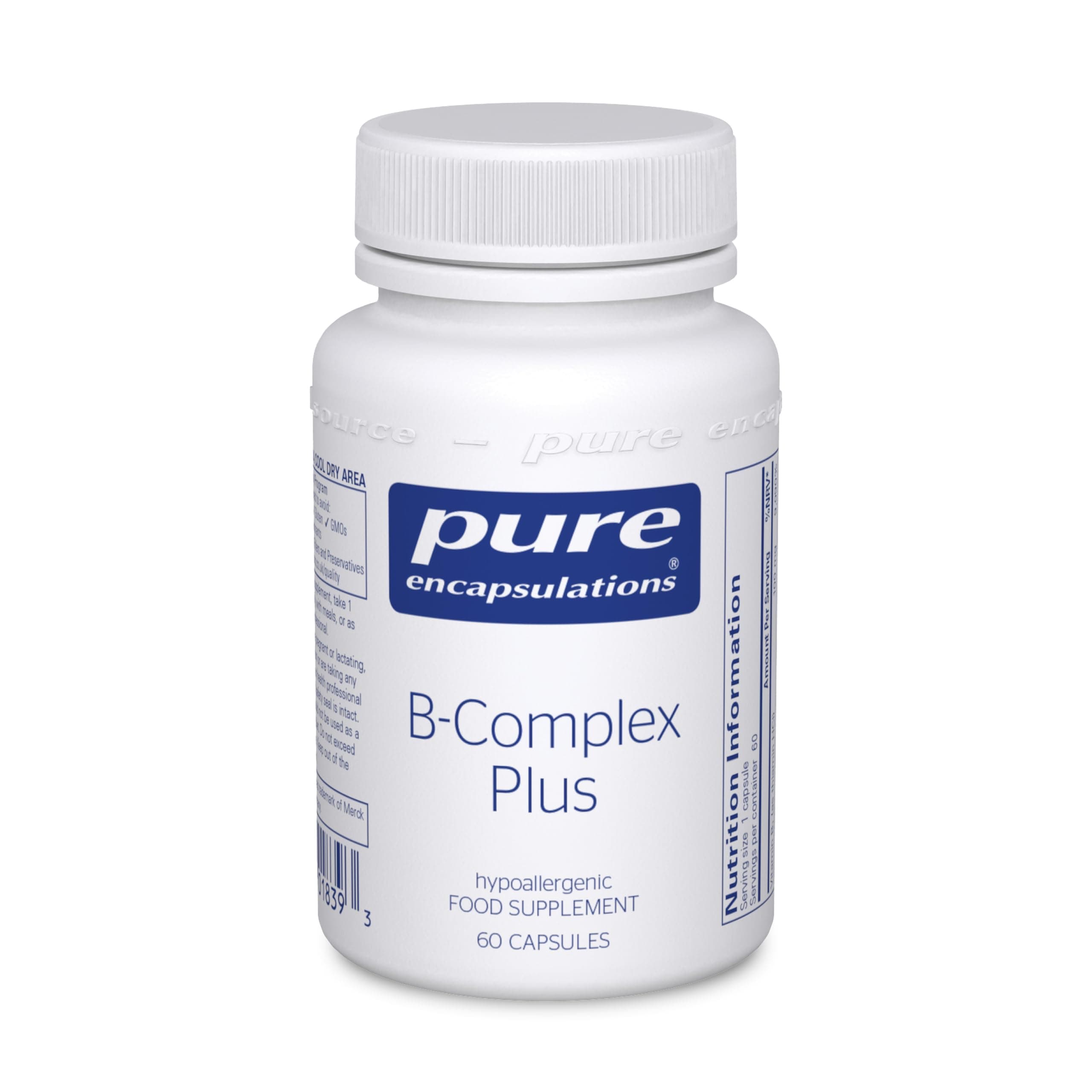 Pure Encapsulations - Vitamin B-Complex Plus - Balanced B Vitamin Formula with Active Folate - 60 Capsules