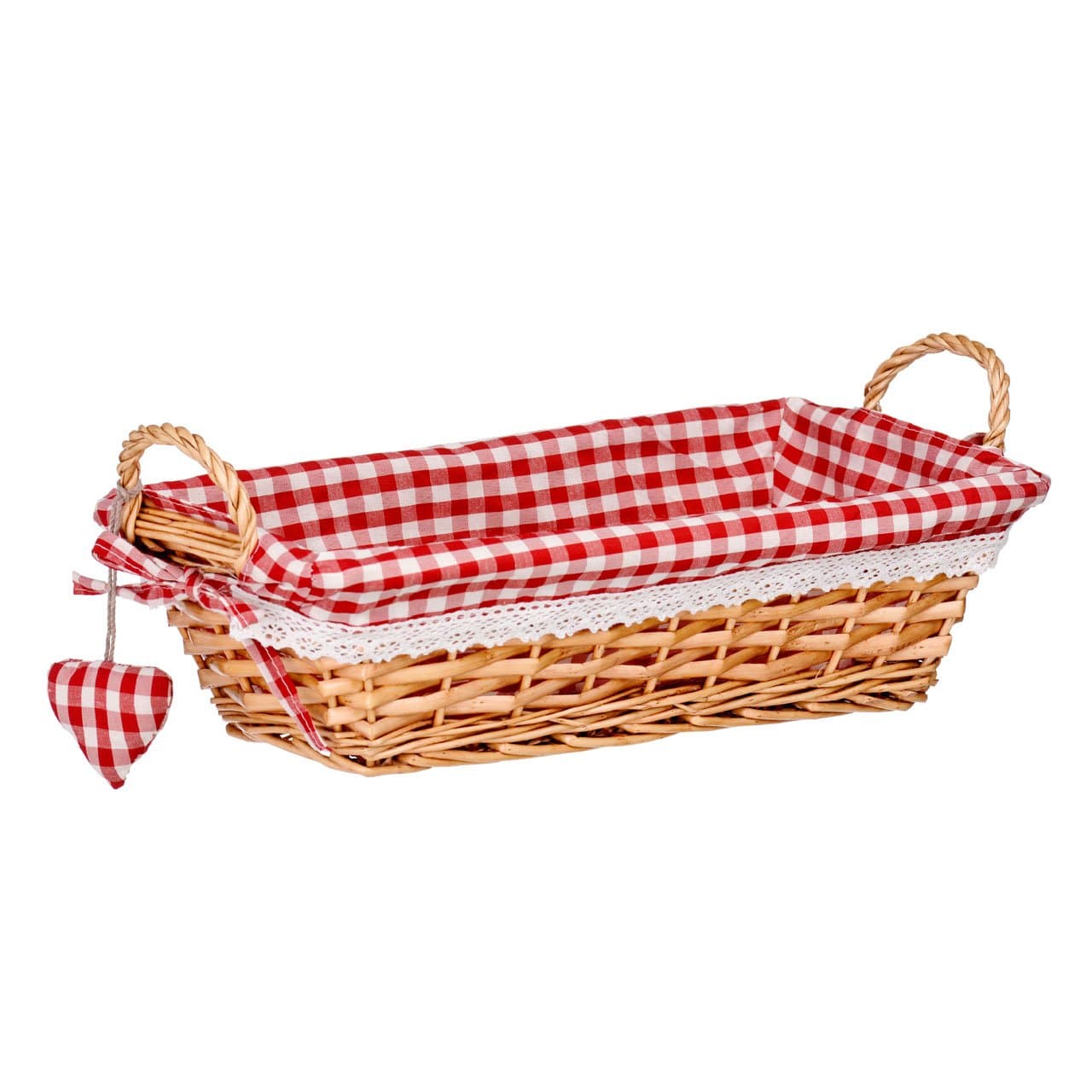Rectangle Large Size Willow Basket With Red Gingham Lining
