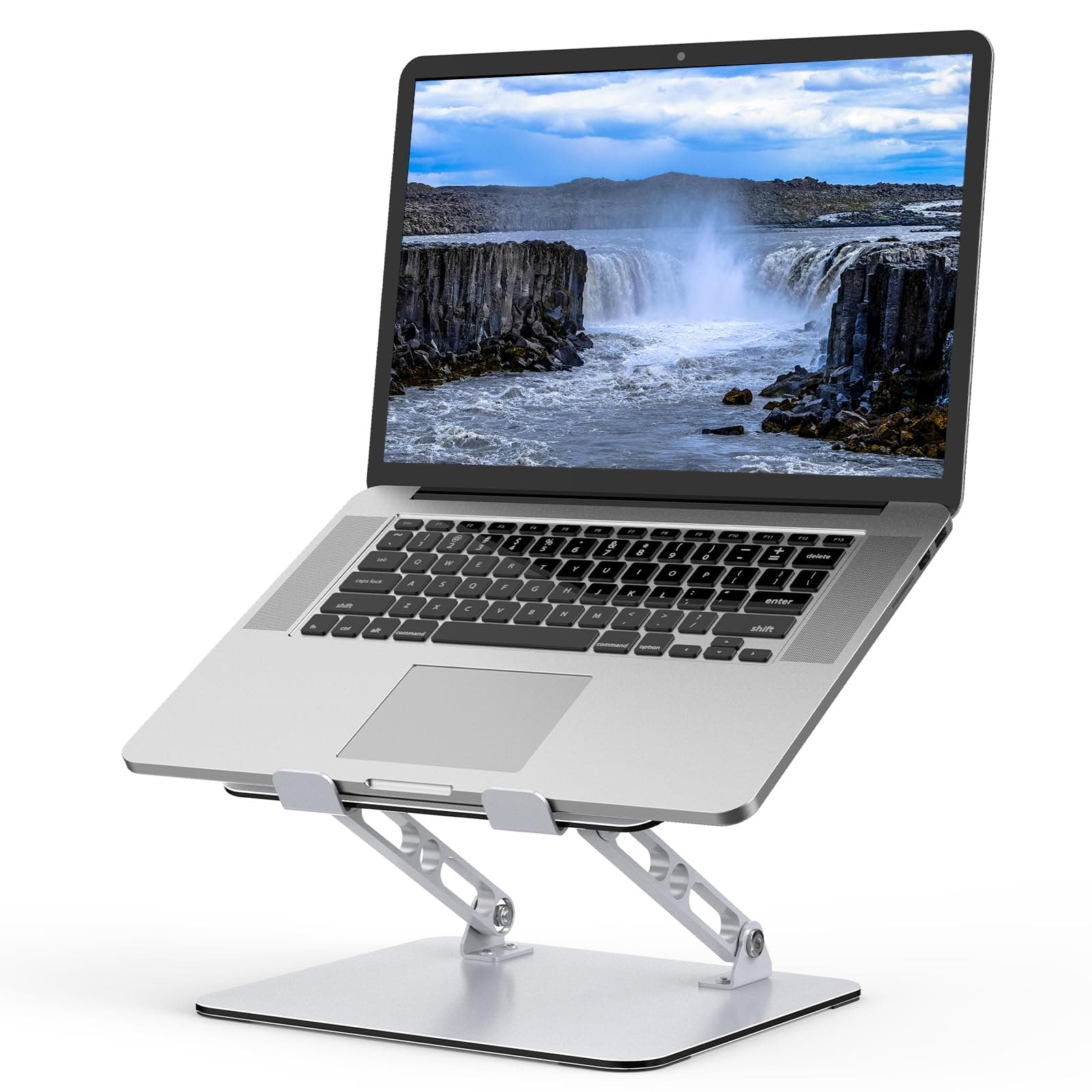 Laptop Stand for Desk, Adjustable Laptop Riser, Metal Foldable Computer Stand Holder Portable Notebook Mount, Ventilated Cooling Printer Stand Compatible with 10-15.6” Laptops