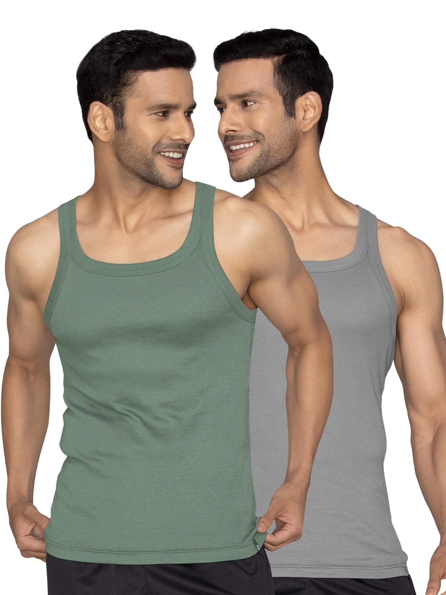 Men's 100% Cotton Ribbed Regular Fit Solid Square Neck Vest | Anti Bacterial Finish, Racer Back Baniyan for Man, Tag Free Comfort Man's Inner