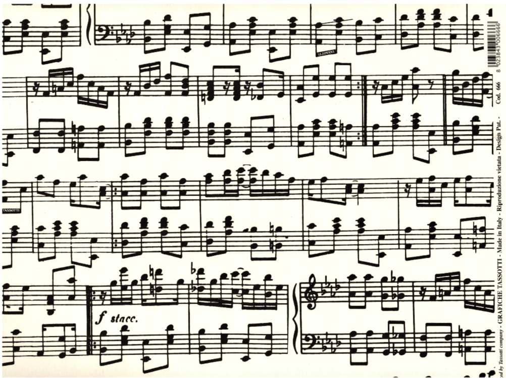 Musical Notes Decorative Rolled Gift Wrap Paper 2 Sheets 27.5 in x 39 in