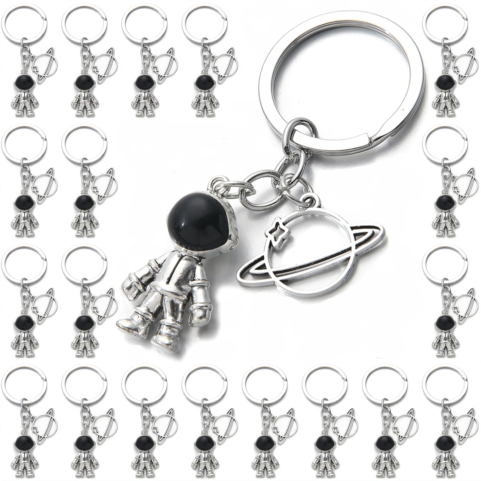 20PCS Robot Keychains Men Creative Spacemen Key Chain Space Robot Key Ring for Space Favors Lover Gifts Office Backpack Purse Charm