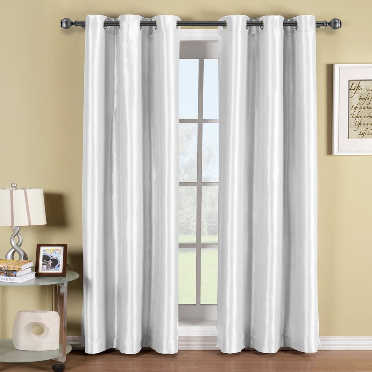 1 Single Panel Soho White Grommet Blackout Window Curtain Panel, Solid Pattern, 42x63 inches, by Royal Bedding