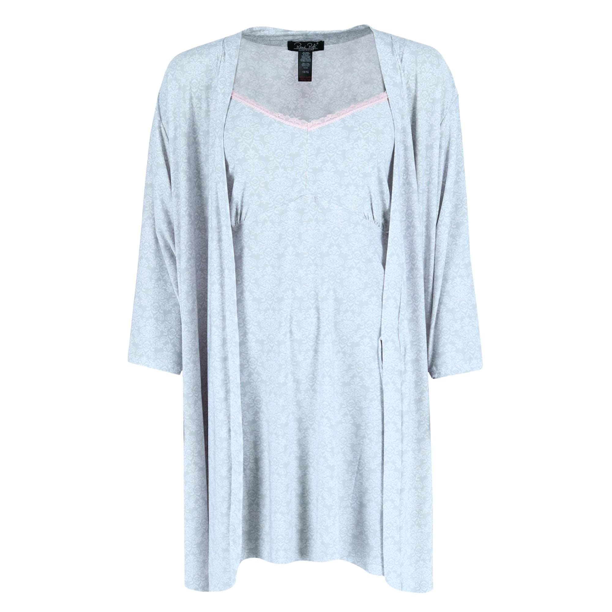 Rene RofeWomen's Plus Size Patterned Chemise with Matching Robe Set