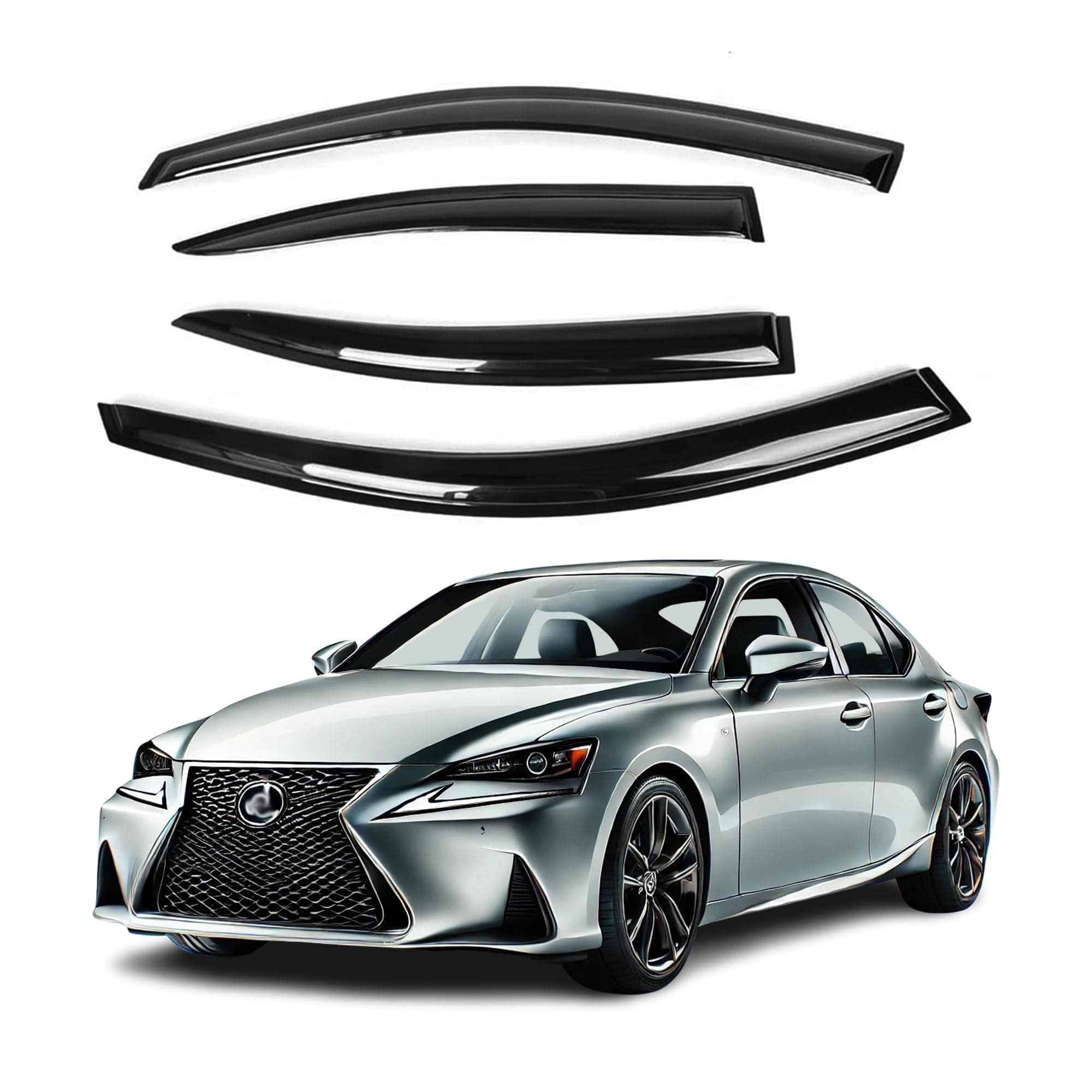 Sunwei Fits for Lexus IS250 2006-2012 Side Window Vent Visor Sun Rain Deflector Guard, Black (05 0612)