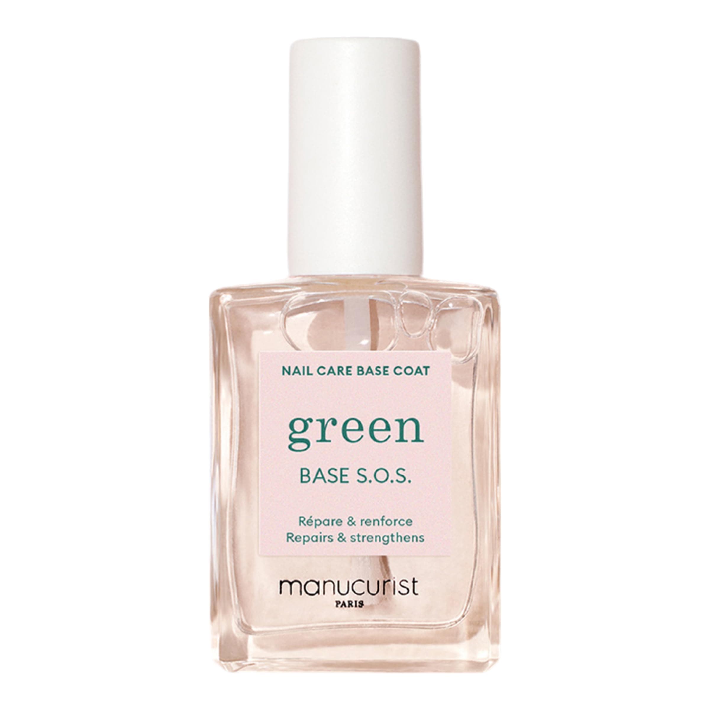 S.O.S. Base Coat - Enriched with Vitamins C and B5 - Nail Fortifier - Repairs and Strengthens - Care for Very Damaged Nails - Vegan, Up to 78% Plant-Based - 0.5 fl oz