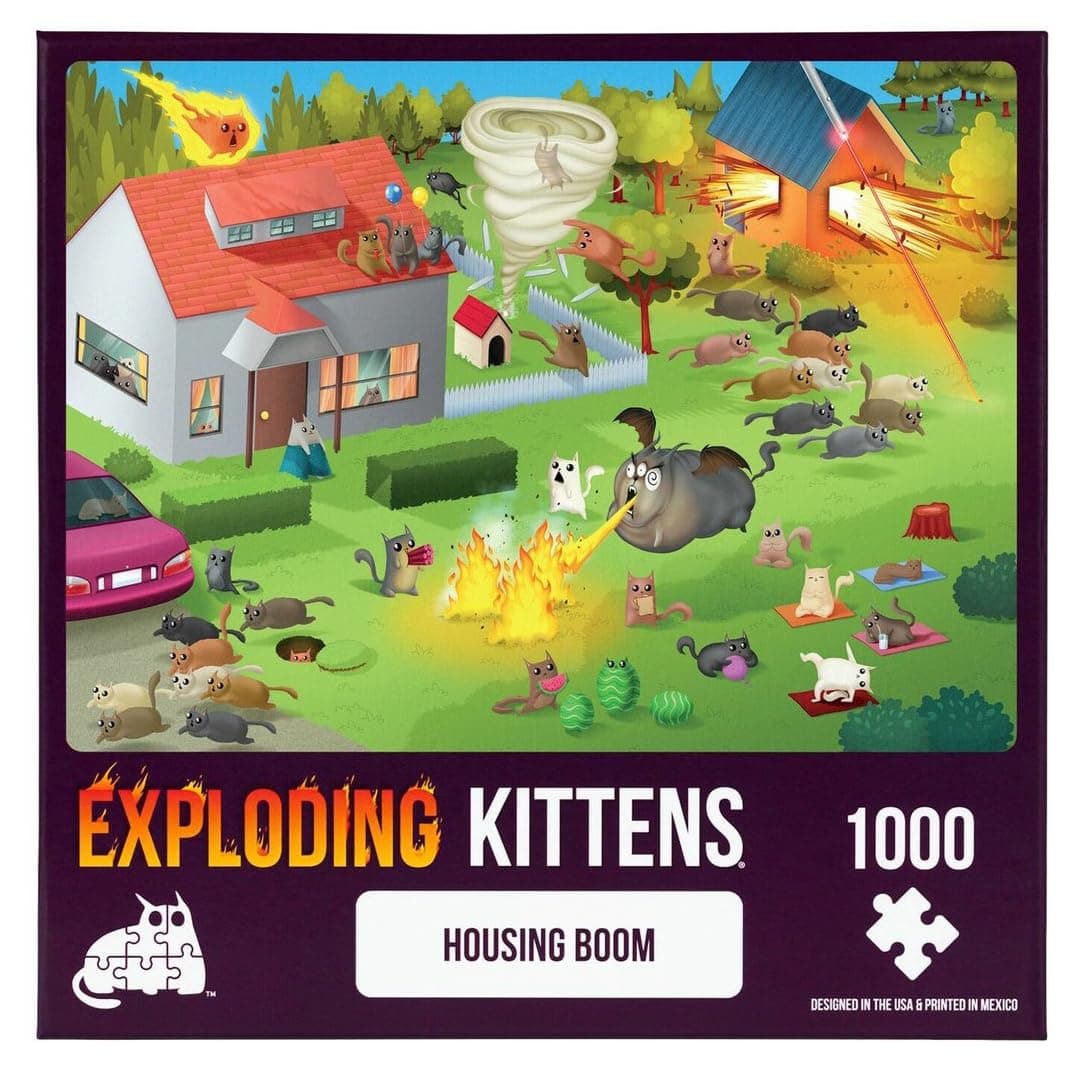Housing Boom Jigsaw Puzzle by Exploding Kittens - 1000 Pieces Jigsaw Puzzle for Adults, Teens, and Kids - Cat Puzzle, Funny Puzzle, Art Puzzle