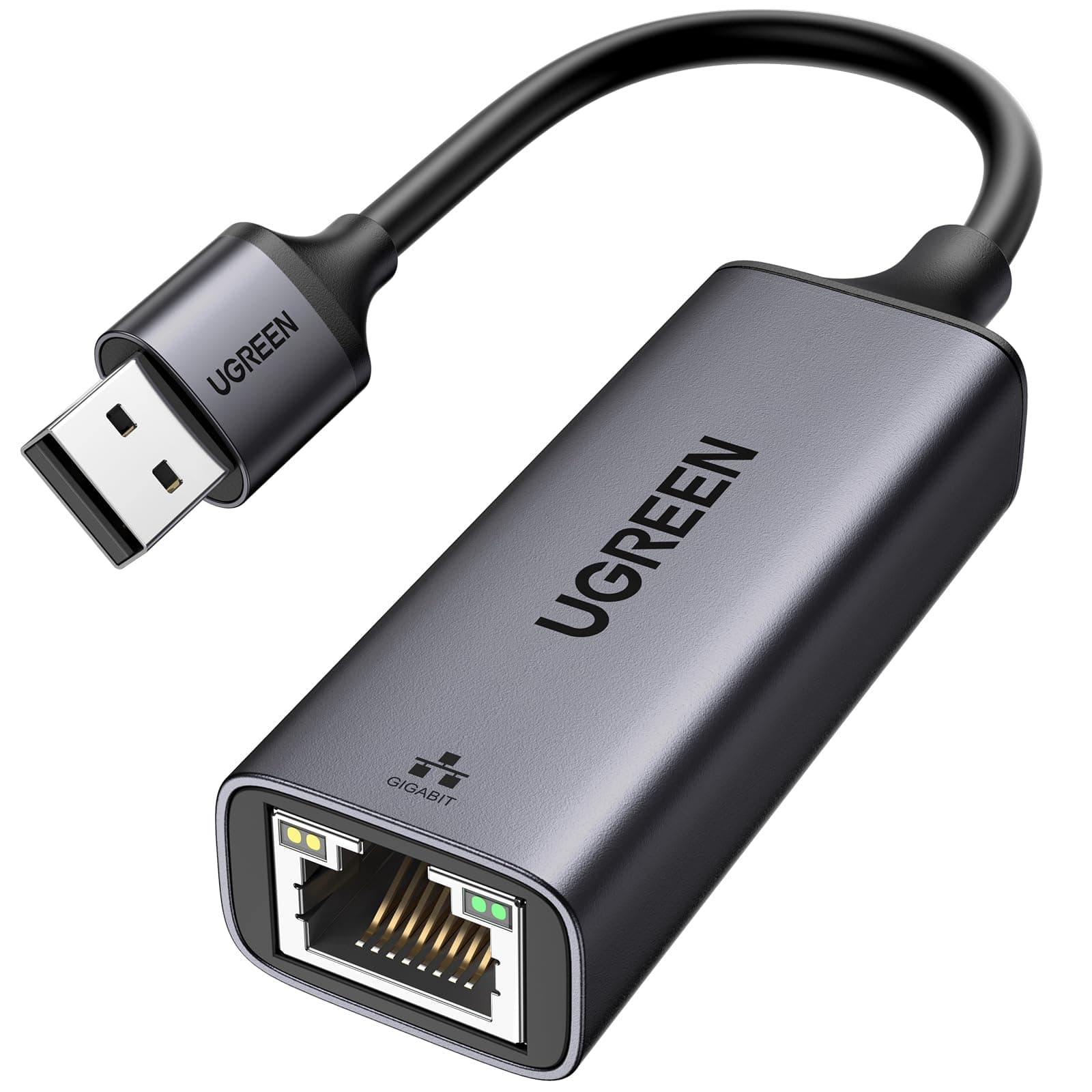 UGREEN USB 3.0 Ethernet Adapter Aluminum, 1000Mbps Gigabit RJ45 LAN Internet Adapter, for Office/Home/Gaming, Compatible with MacBook, iMac, PC, Switch, Surface Pro, Windows, Mac OS/IOS, Linux, Black