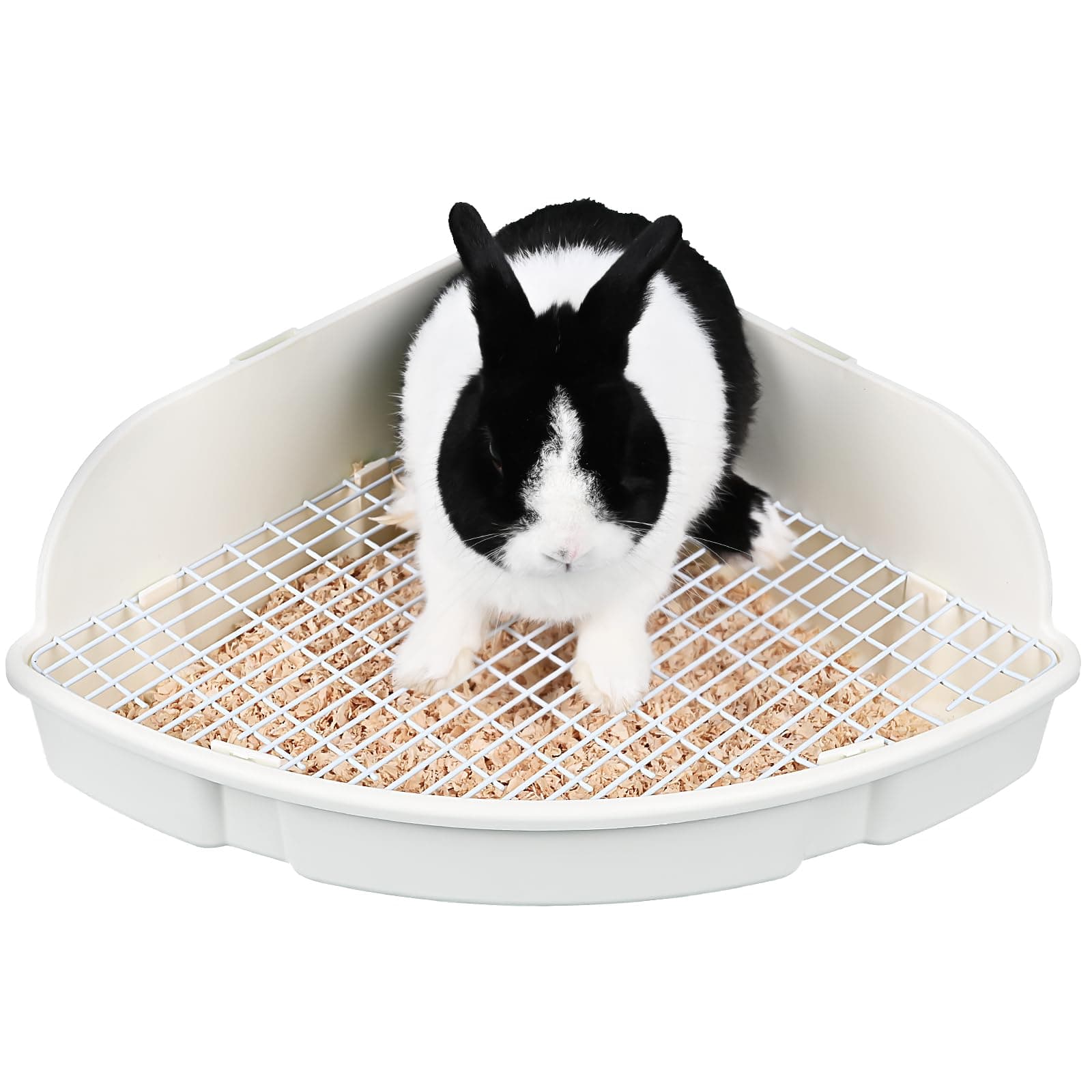 RUBYHOMERabbit Litter Box Large Bunny Guinea Pig Corner Litter Box Potty Trainer Bigger Pet Pan Hamster Bedding Cage Litter Fanshaped for Adult Guinea Pigs Chinchilla Ferret, 20 in x 13.2 in x 6 in
