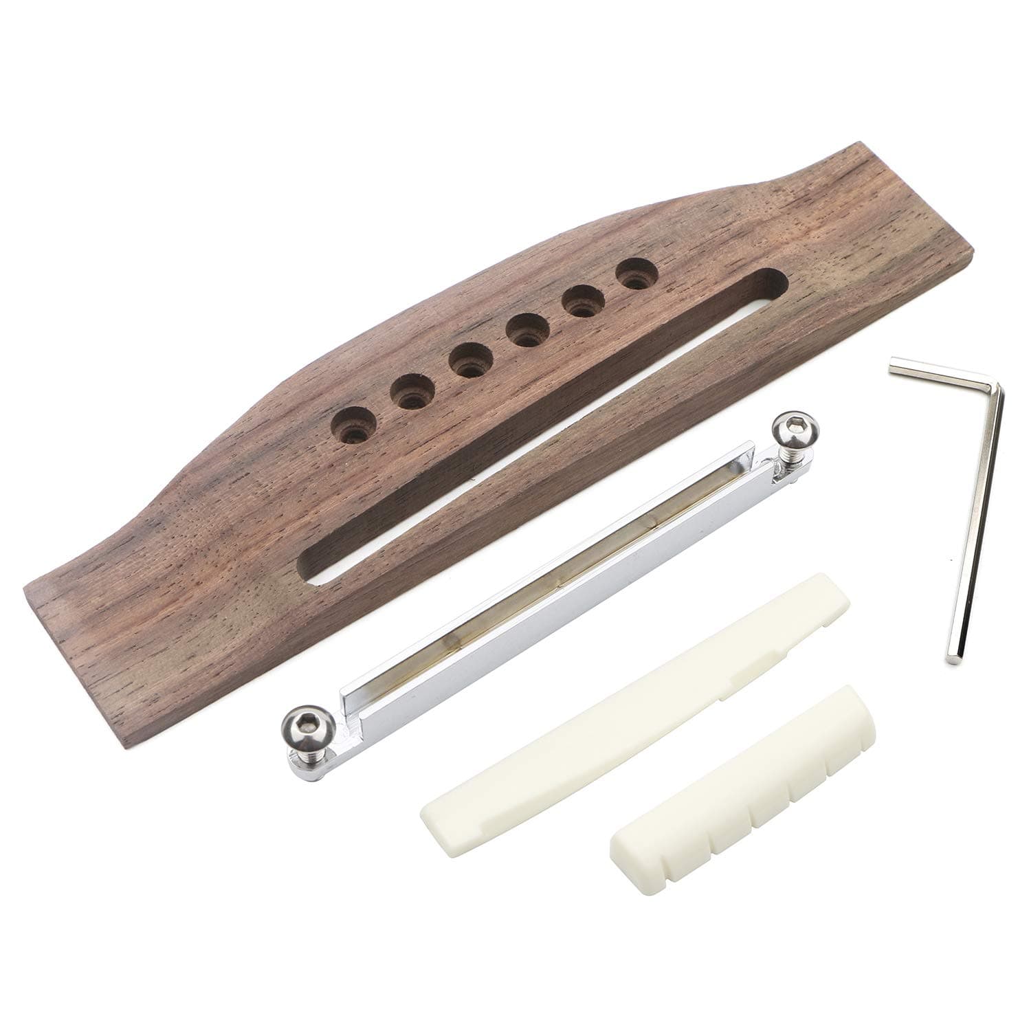 Adjustable 6 String Rosewood Bridge Insert Set Acoustic Guitar Saddle Nut Parts Replacement