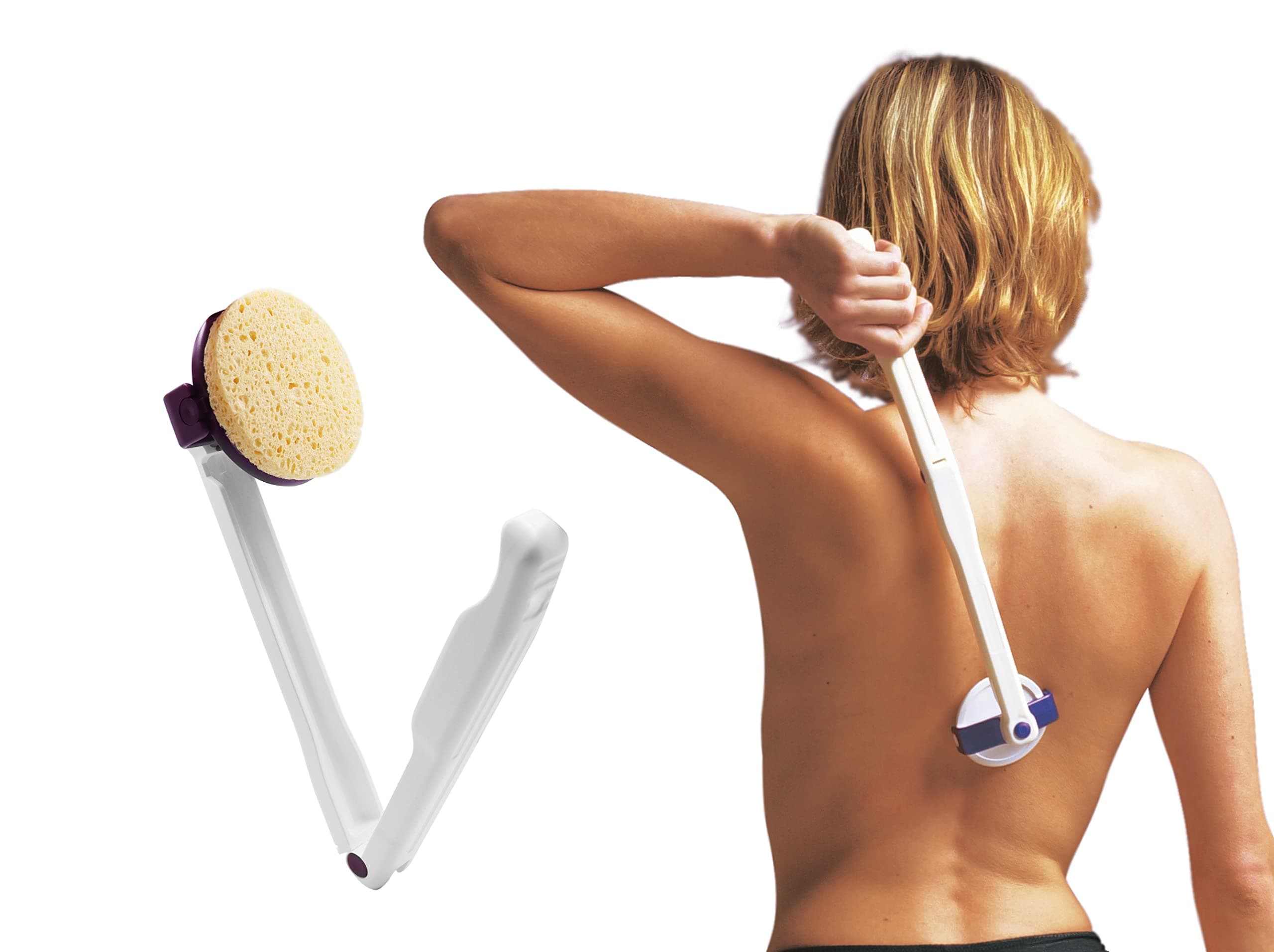 KMINA - Folding Back Cream Applicator Long Handle (Includes Accessory Kit), Sunscreen Roller, Long Reach Lotion for Body - Made in Europe
