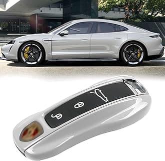 Jaronx Compatible with Porsche Key Fob Cover, Compatible with Cayenne Panamera Key Fob Cover 2018-2024, Compatible with Porsche Carrera Taycan 2020-2024 (Chalk-New/Light Grey)