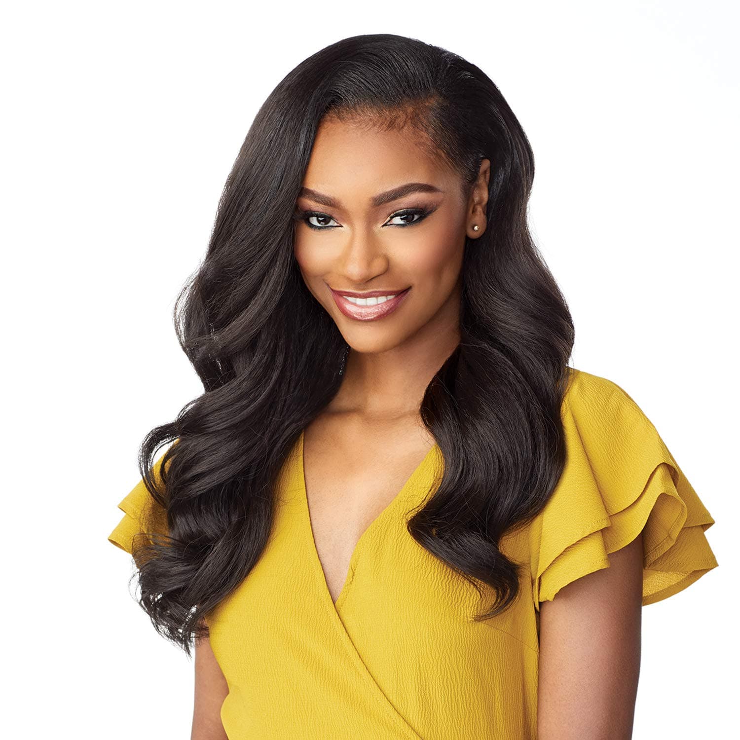 Instant Weave Half Wig - 4 Synthetic Blendwig Adjustable Drawstring for Seamless Hair Blending (1B OFFBLACK)