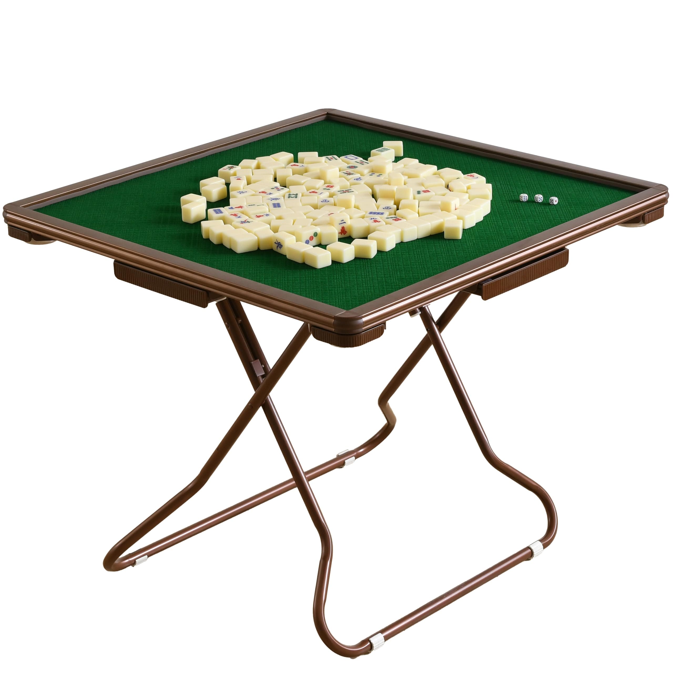 Mahjong Table, 35" Card Tables Folding Square with 4 Cup Holders & 4 Drawers for 4 People, Wear-Resistant Desktop Majiang Table for Poker Cards, Mahjong, Board Games