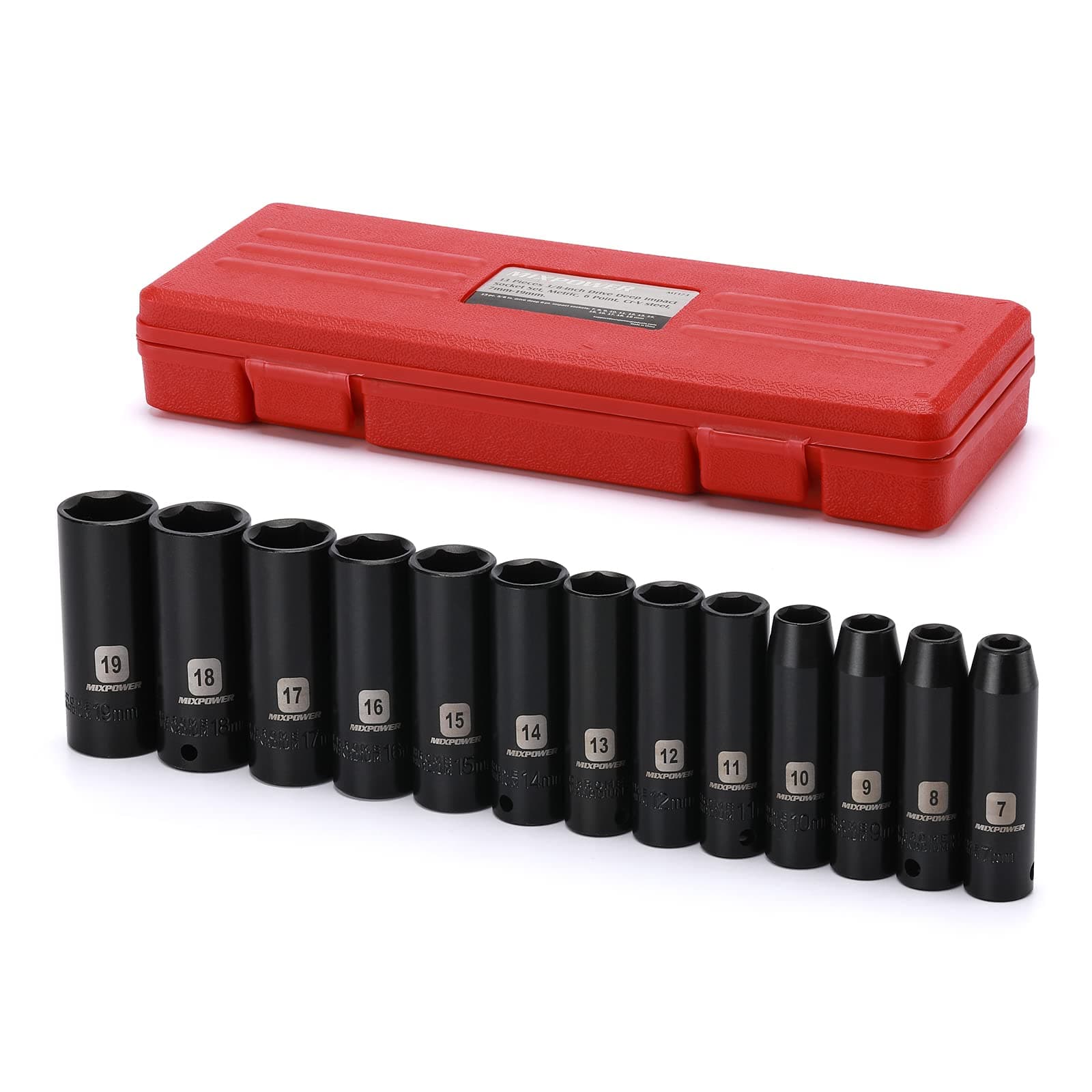 13 Pieces 3/8-Inch Drive Deep Impact Socket Set