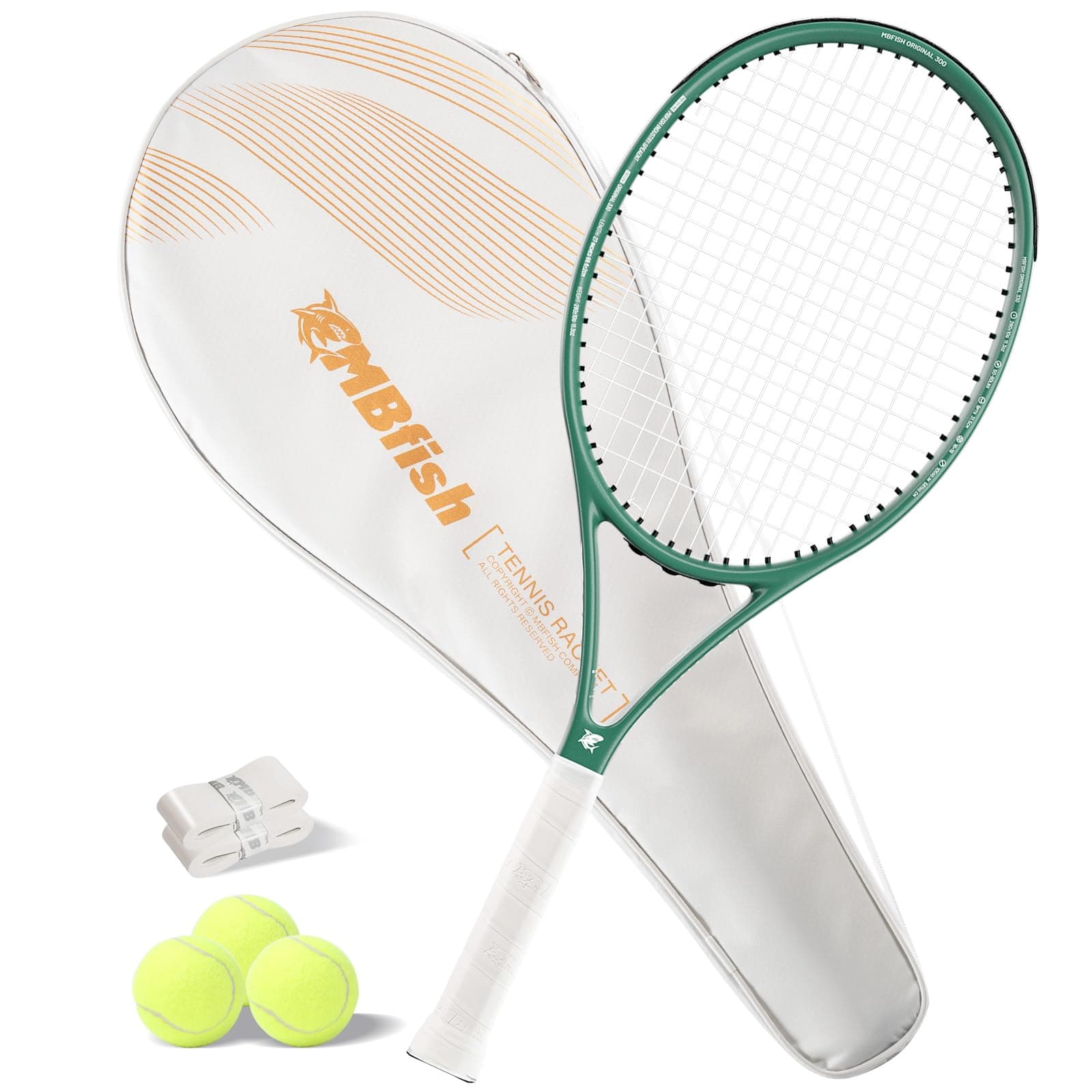 Tennis Racket - Super Value Set with Pre-Strung, Comfortable Handle, 27'' Tennis Racquet for Adults, Includes 3 Tennis Balls, 2 Overgrips and 1 Tennis Bag