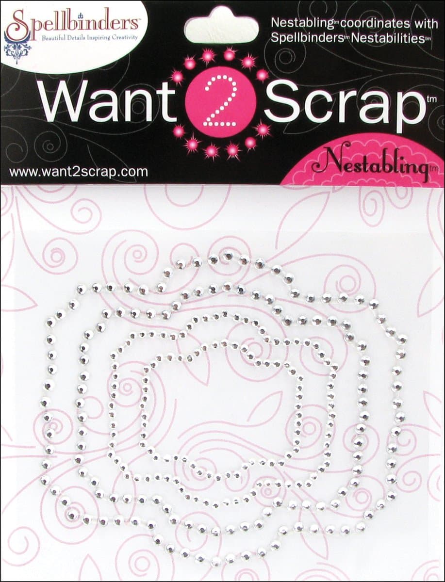 Want2Scrap Nestabling Labels Five Silver Rhinestones