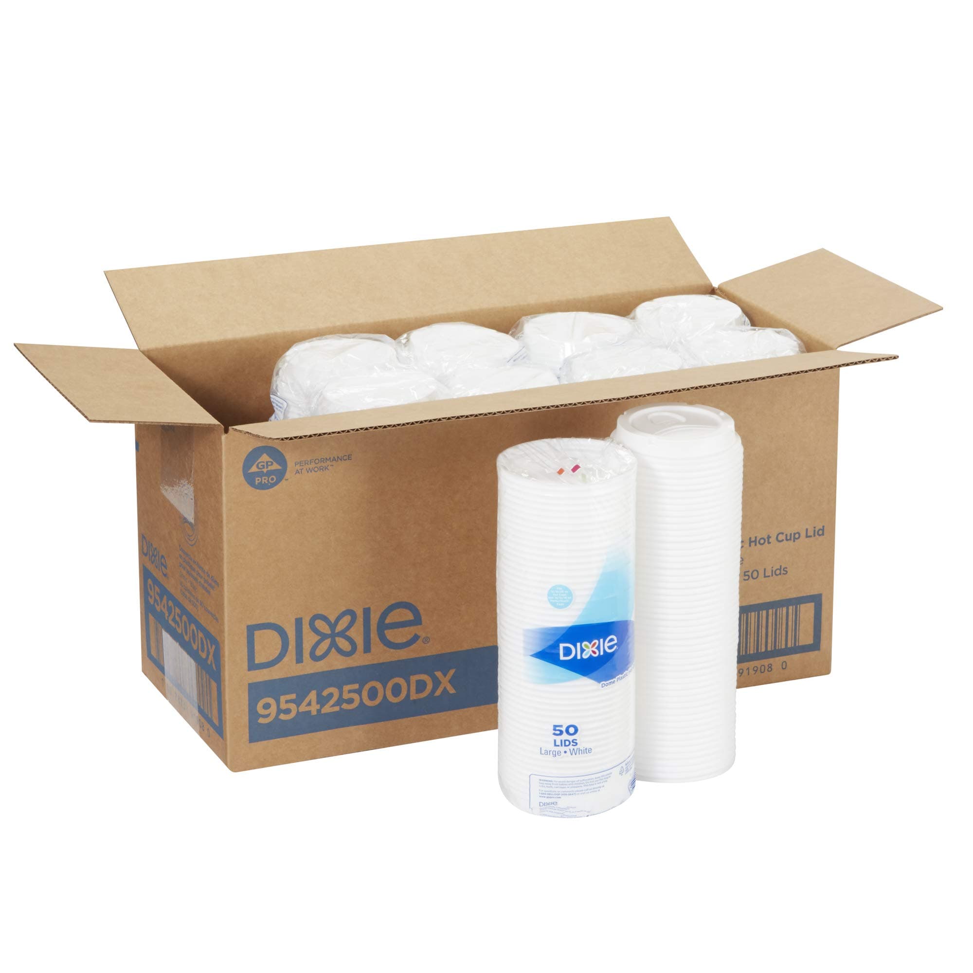 Dixie 10-20 oz. Dome Hot Coffee Cup Lid by GP PRO, White, 9542500DX, 500 Count (10 Sleeves of 50 lids)