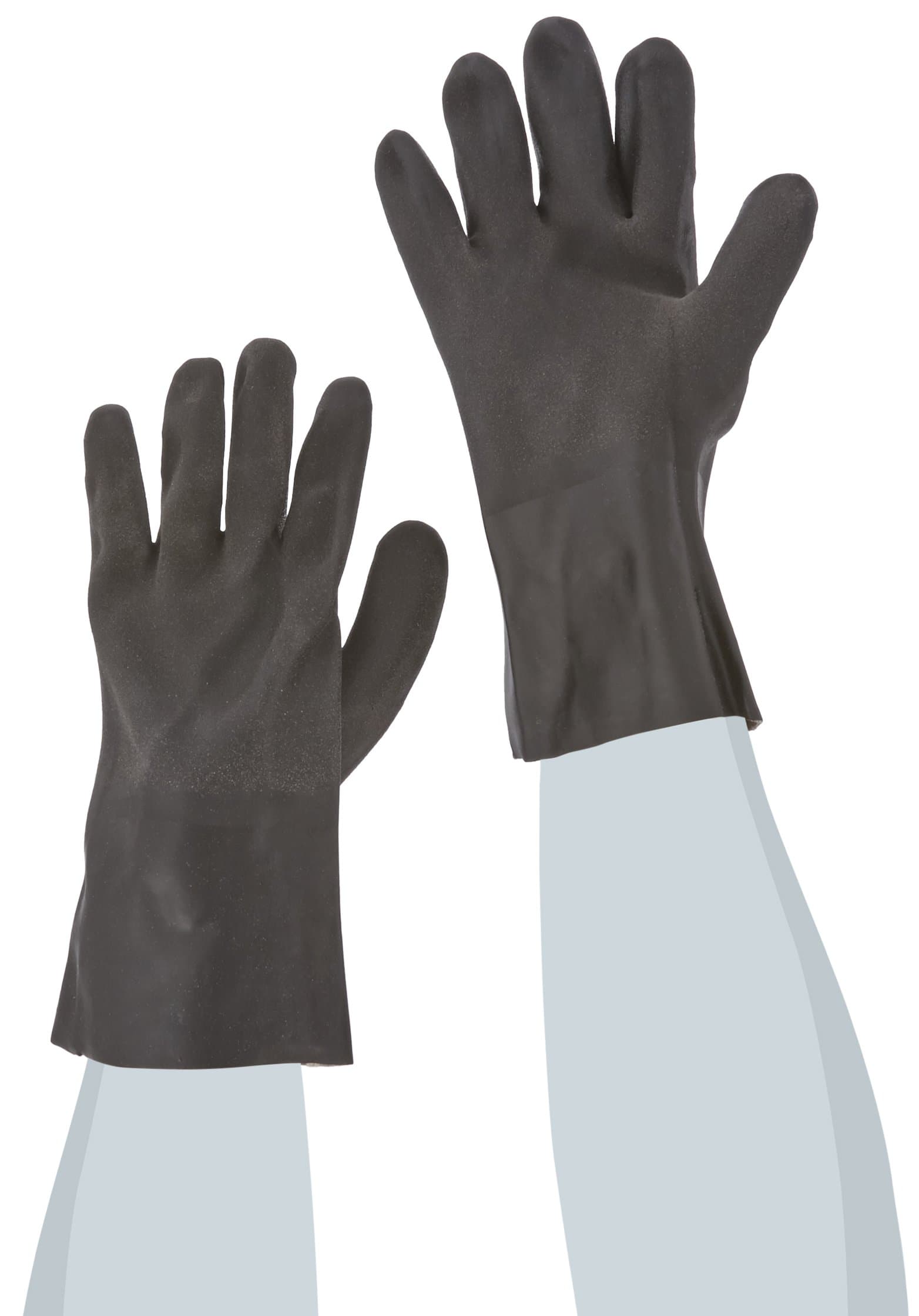 13012 PVC Coated Interlock Lined Glove, Work, Gauntlet Cuff, 11-1 2" Length, Large, Black (Pack of 1 Pair)