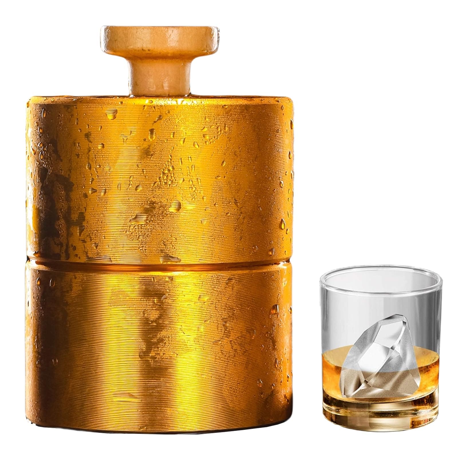 Diamond Ice Cube Molds, Large Clear Ice Cube Maker, Ice Ball Press, Slow Melting, Long-Lasting Chilled, 2.9x2.4 inch, for Cocktails and Freezer Whiskey