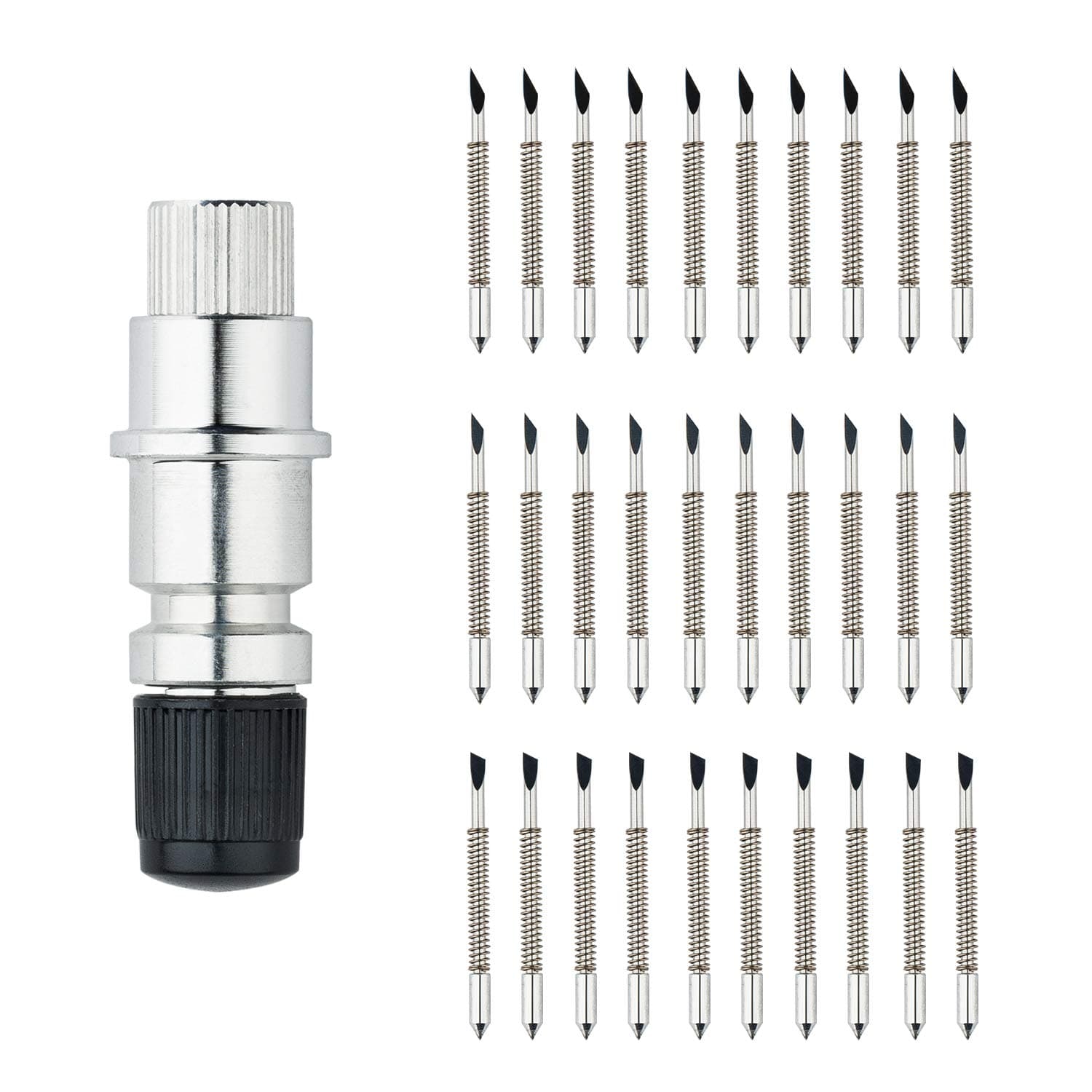 CB09 CB09U Graphtec Cutting Blade Holder with 30pcs（30/45/ 60 Degree ） Vinyl Cutter Plotter Cutting Blades ，Base for Graphtec Cutting Plotter Vinyl Cutter Cameo