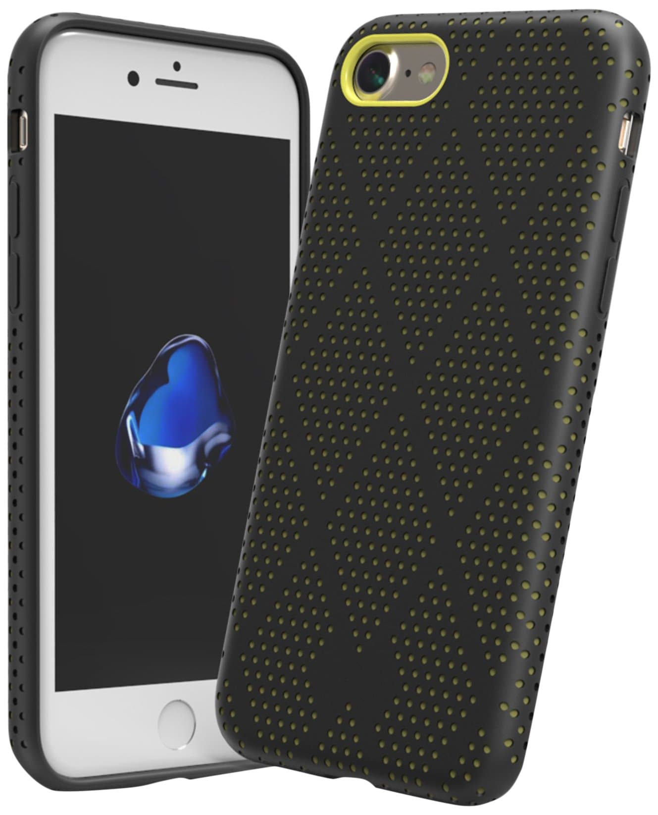 Marvotek Protective Case, iPhone 7 iPhone 8 Case Ultra-Thin Rugged PC Hollow Cooling Hole Protecting Rubber Frame iPhone Case Black