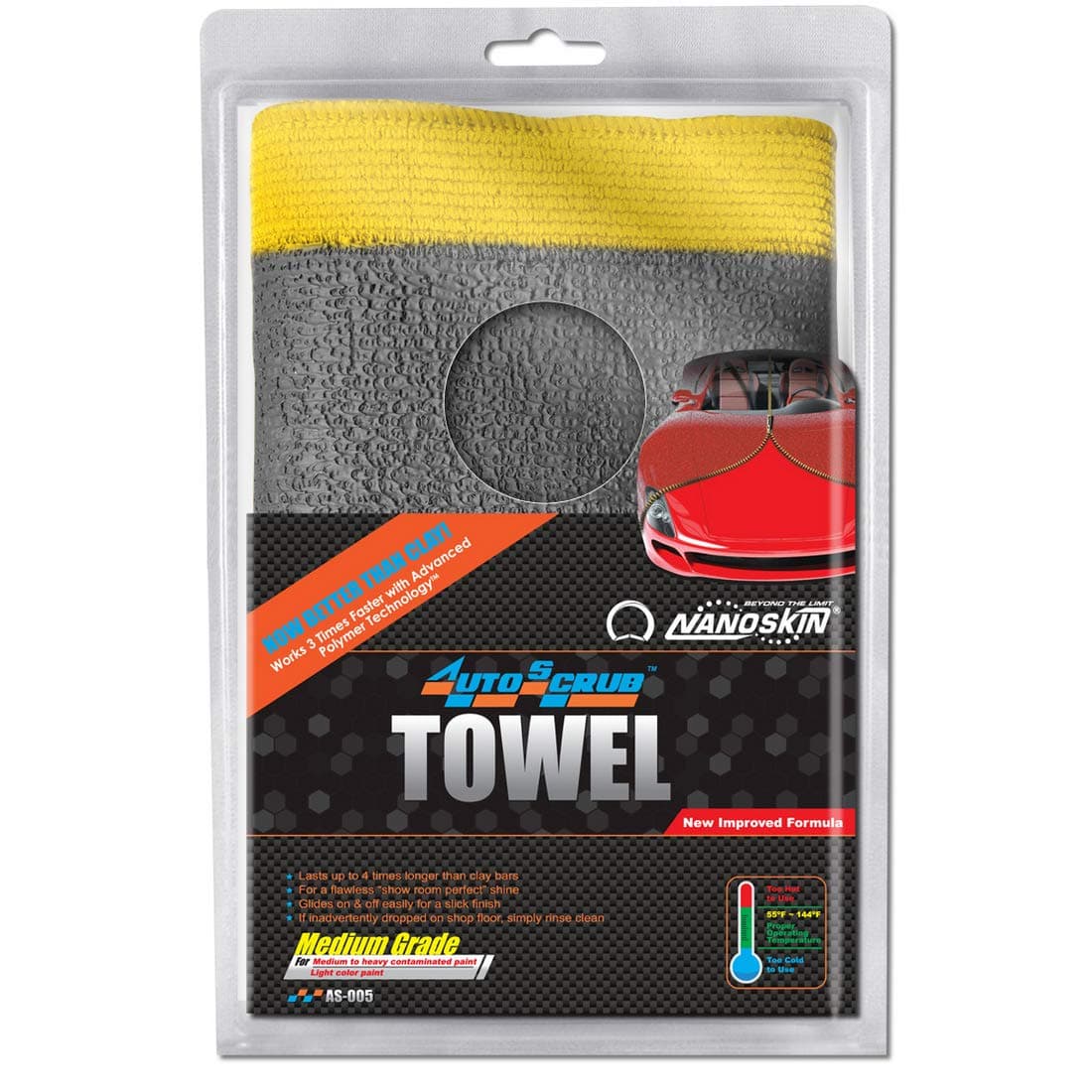 AUTOSCRUB Surface Prep Towel Medium Grade- Patented Clay Bar Replacement Tool to Remove Embedded Contaminants Before Wax & Coating | Safe for Painted Surface, Glass, Plastic, Metal & More 12" x 12"