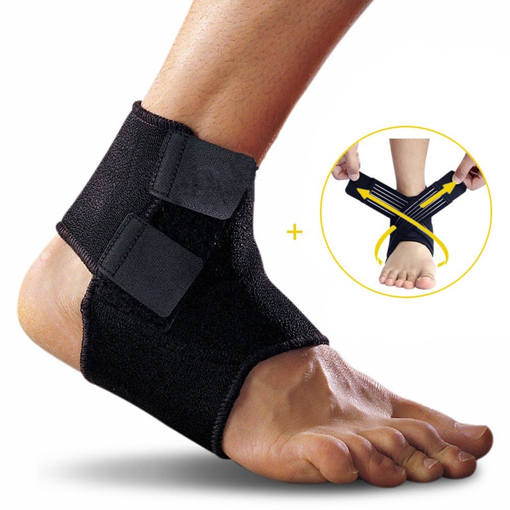 Ankle Support, Yesloo Adjustable and Breathable Ankle Brace with Band, Black