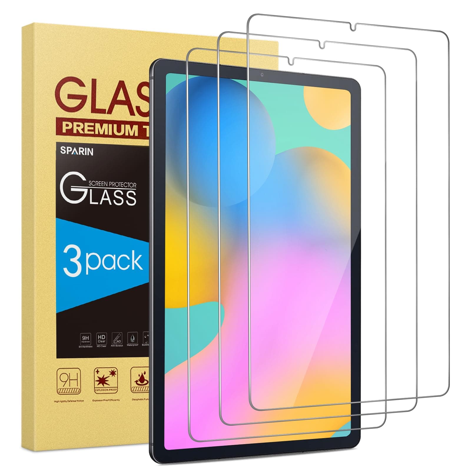 Screen Protector for Samsung Galaxy Tab S6 Lite 10.4 Inch(2024/2022/2020), 3 Pack 9H Hardness Tempered Glass with S Pen Compatible, Scratch Resistant, Case Friendly