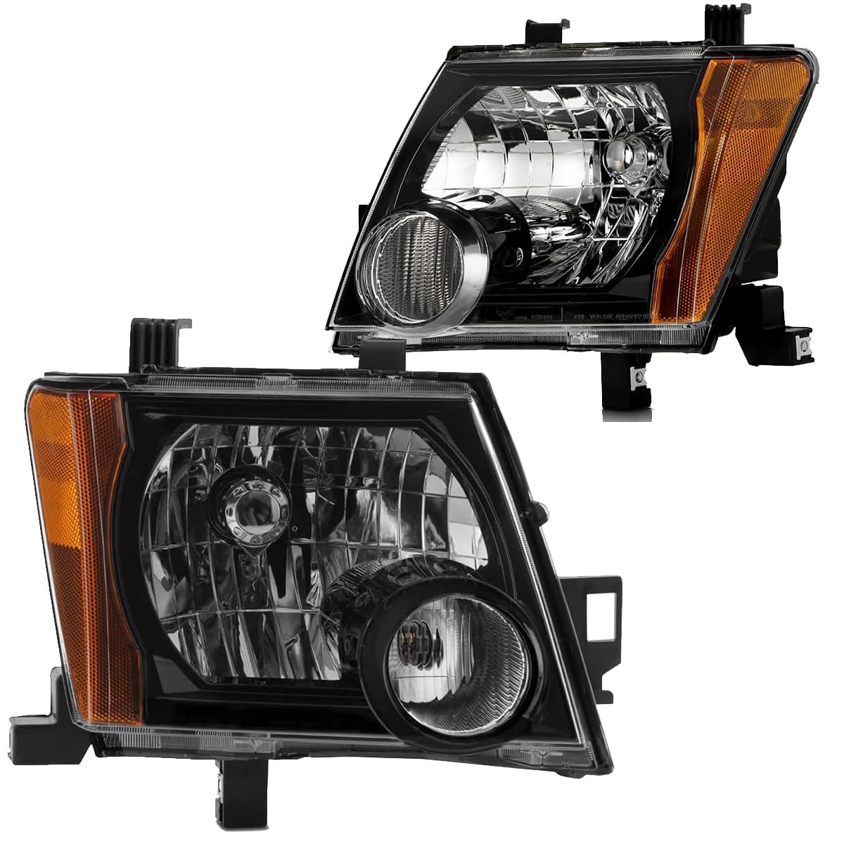 For 2005 2006 2007 2008 2009 2010 2011 2012 2013 2014 2015 Nissan Xterra Headlights Headlamp Assembly Compatible with 05-15 Xterra Black Housing Amber Reflector Head Lights Replacement L+ R