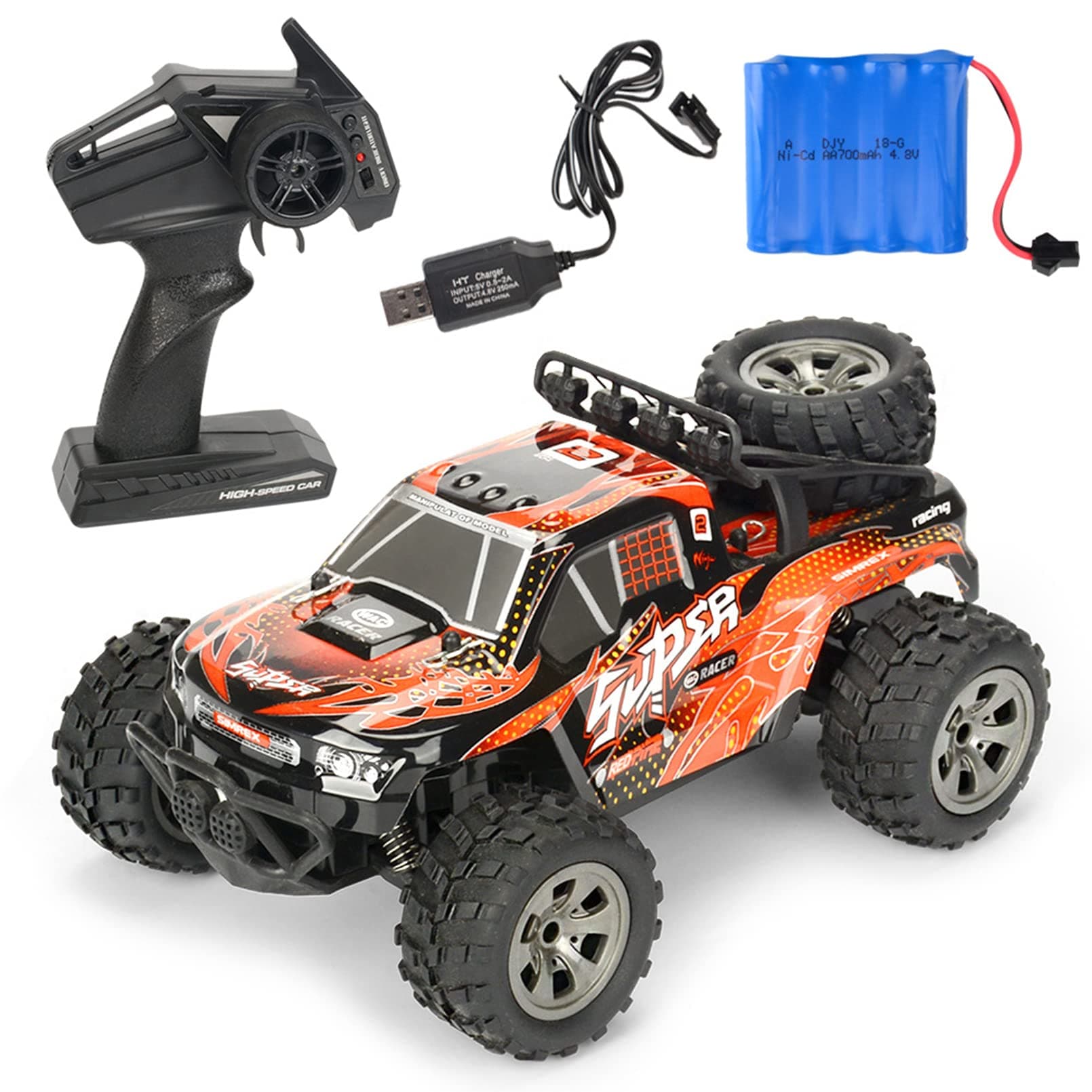 AM ANNA RC Cars for Boys Girls,Remote Truck All Terrains Off Road RC Monster Car Crawler,Hobby Grade 1:18 Scale 2.4GHz RC Monster Vehicle Toy Gift for Kids(Orange)