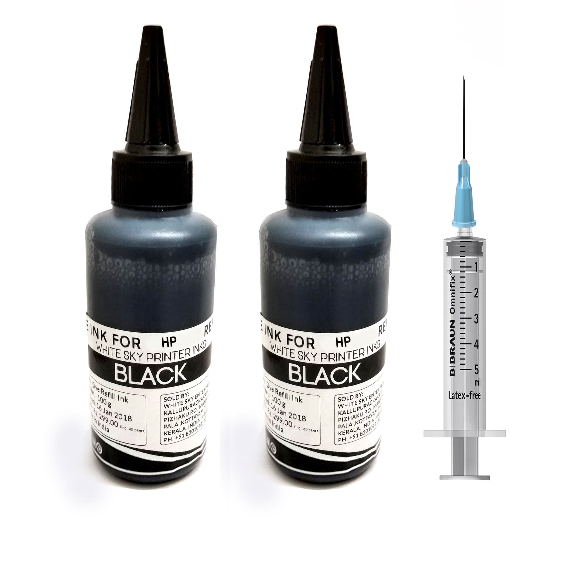 White Sky Compatible Refill Ink for HP Printer Black 200ml for Cartridges HP 802, 678, 680, 803, 46, 818, 685, 46, 21, 22, 901, 27, 703, 704, 862, 920, 808, 960