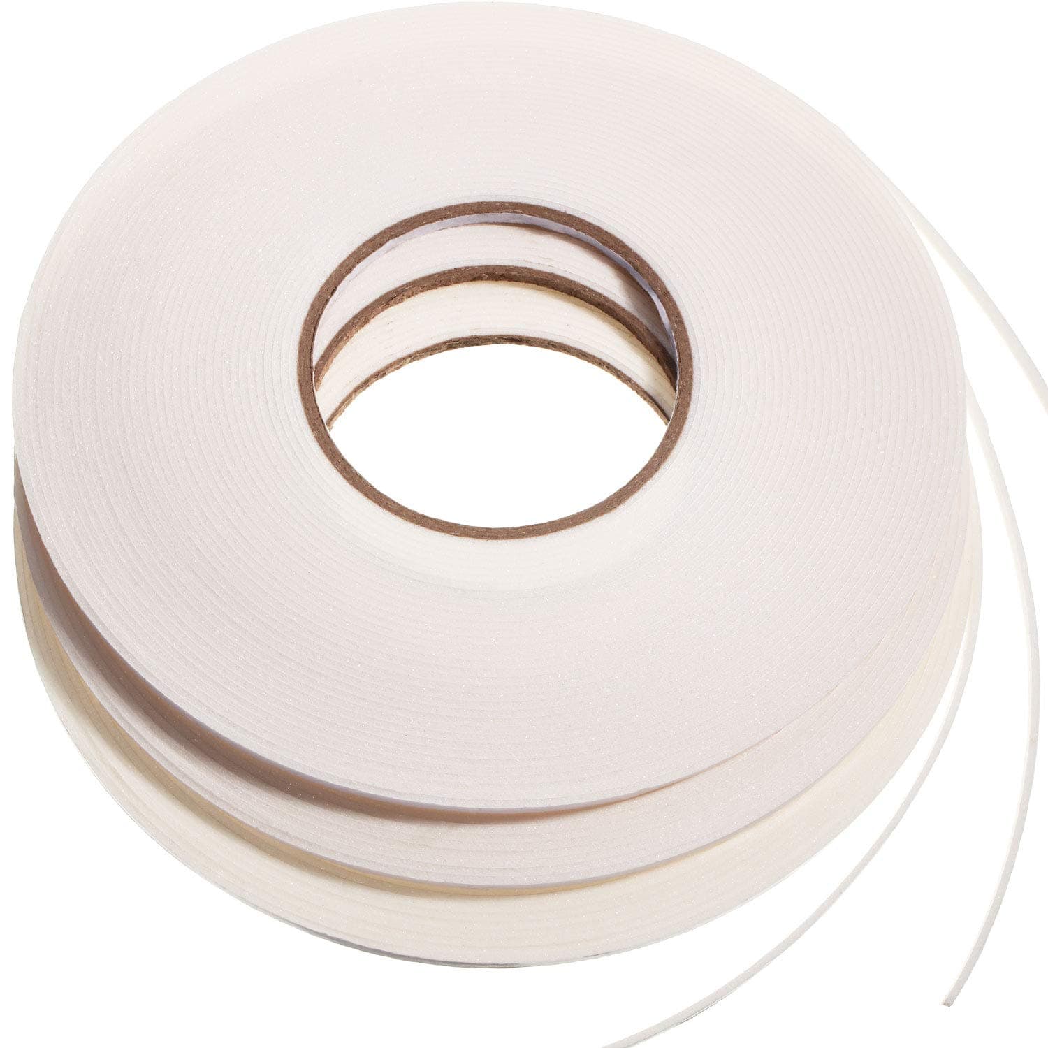 Zonon 3 Rolls Double Sided Foam Tape PE Roll Double Faced Sponge Adhesive Mounting Tape(1/8 Inch by 50 Feet,White)