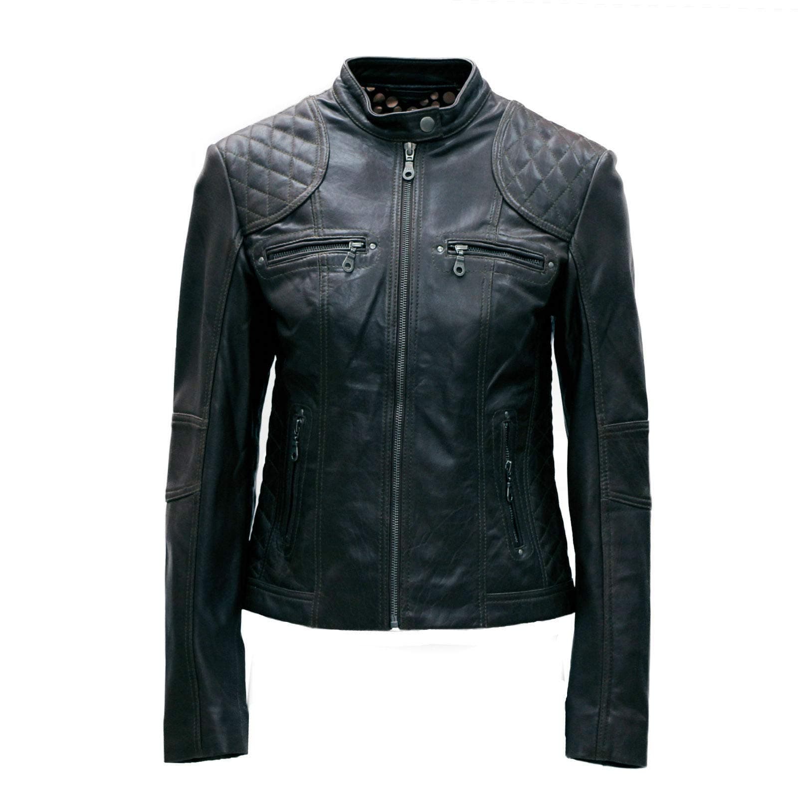 Ladies Real Leather Biker jacket