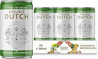 Cucumber & Watermelon Soda | Low Calorie Diet Soft Drink | 100% Natural Ingredients | Gluten Free, Vegan Friendly Premium Mixer Perfect For Gin, Vodka & Cocktails | 24 x 150ml Cans