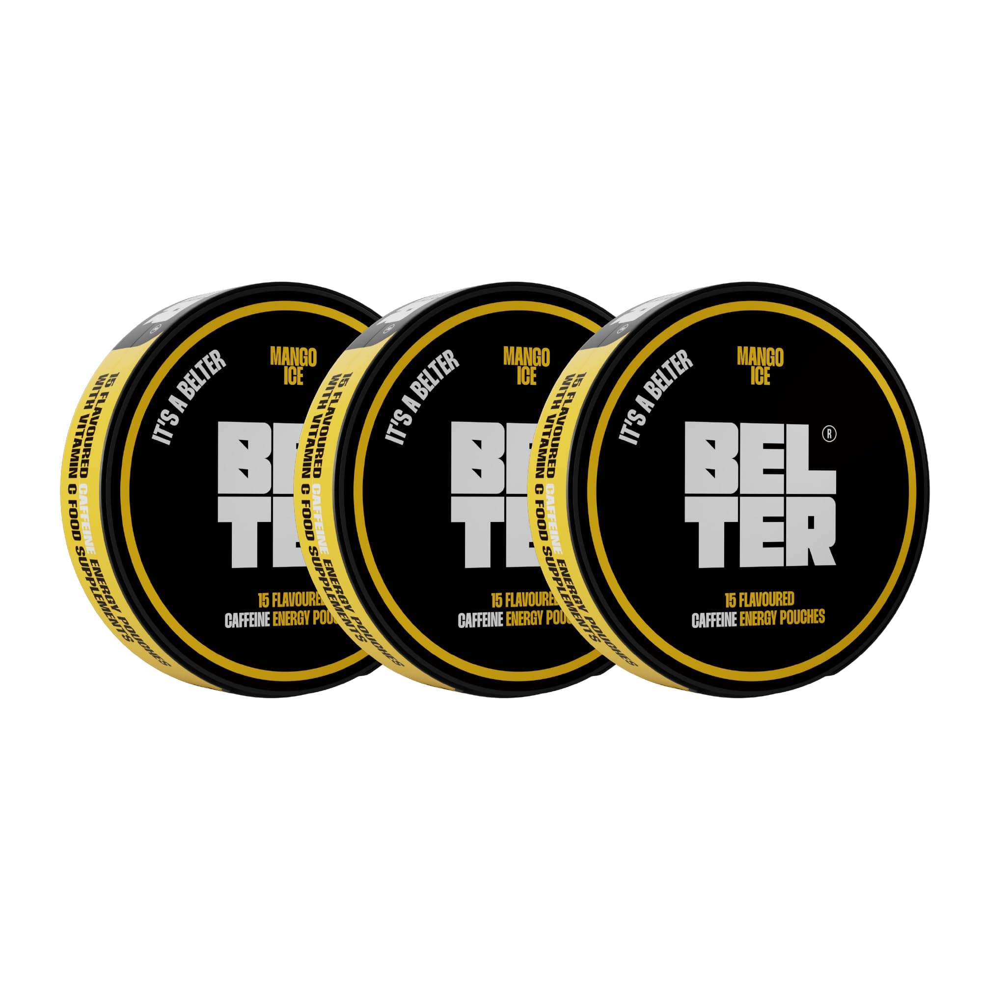 BELTER - Mango Ice - Caffeine Pouches - Bundle Pack - 45 Count - Fast-Acting - Zero-Calorie Energy Boost - 80mg Caffeine Per Pouch - Sports, Gym, Gaming, & Work