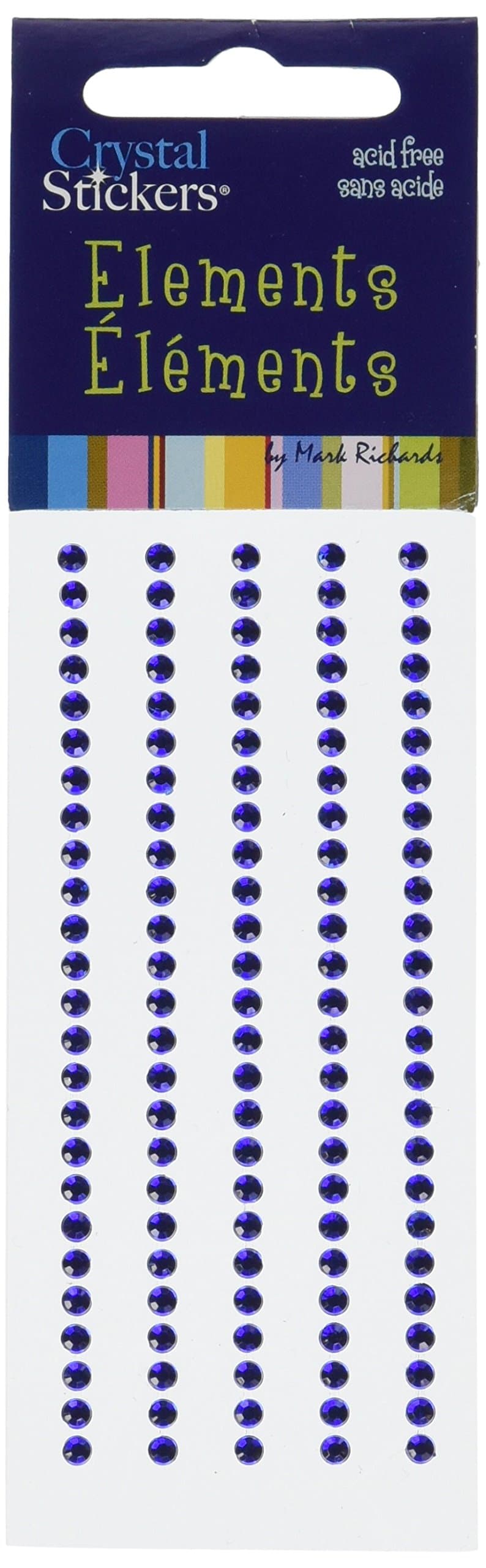 Mark Richards Crystal Stickers Elements 3Mm Round 125 Per Package - Royal Blue (Pack of 6)