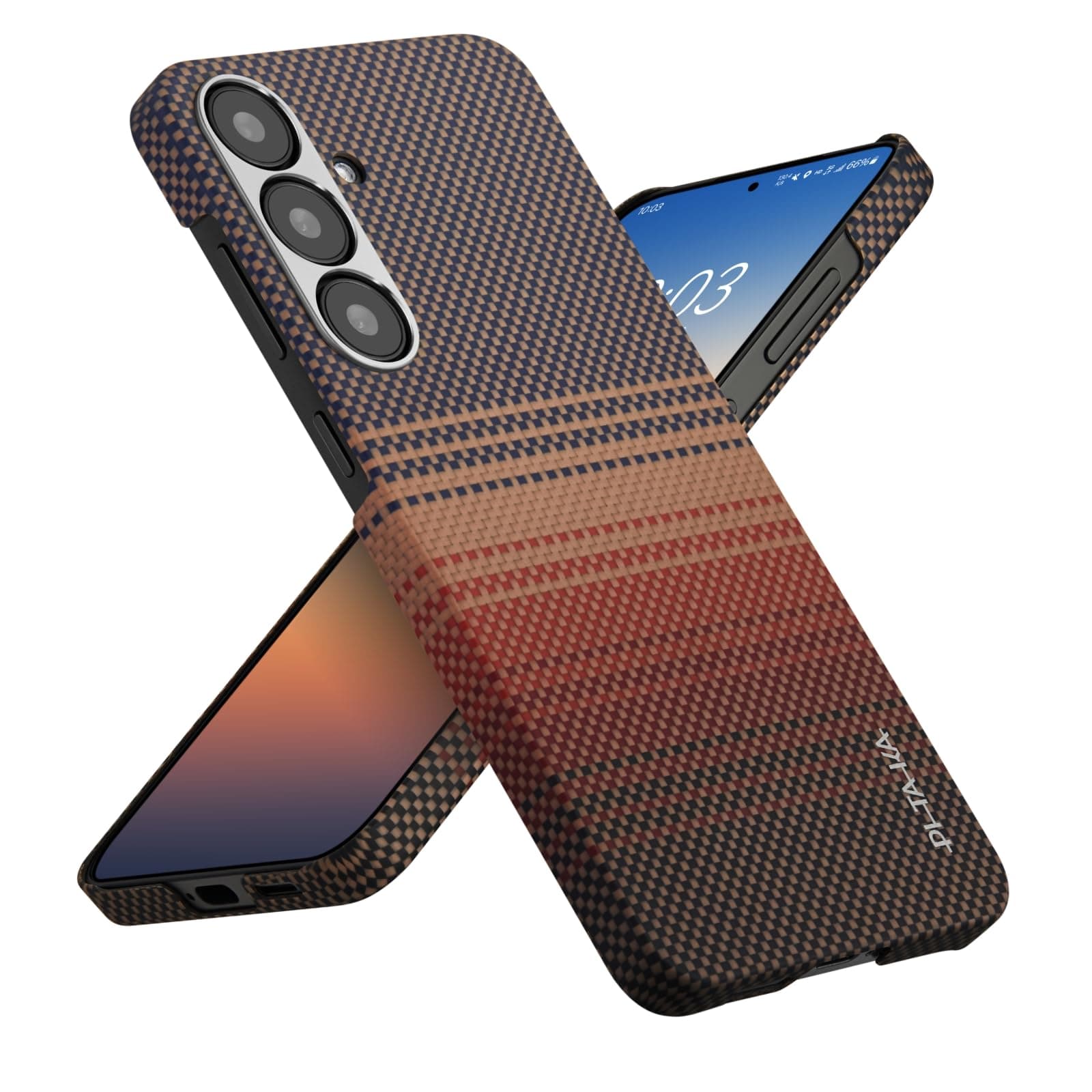 pitaka for S25 Plus Case, 6.7 Inch, Compatible with MagSafe, Slim & Light Samsung Galaxy S25 Plus Case, 1500D Aramid Fiber Made [Tactile Woven Case - Sunset]