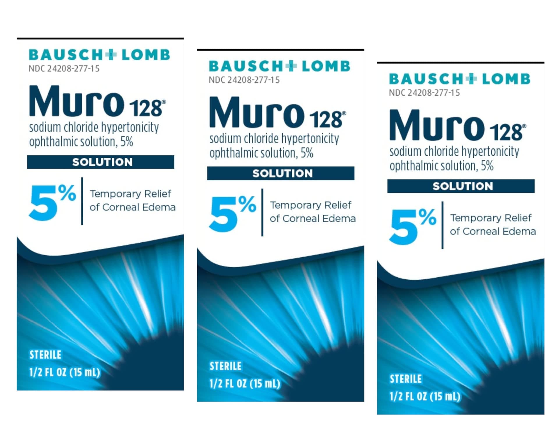5% Sodium Chloride Hypertonicity Ophthalmic Solution, from Bausch + Lomb, 0.5 Fl Oz (15 mL) - 3 Pack