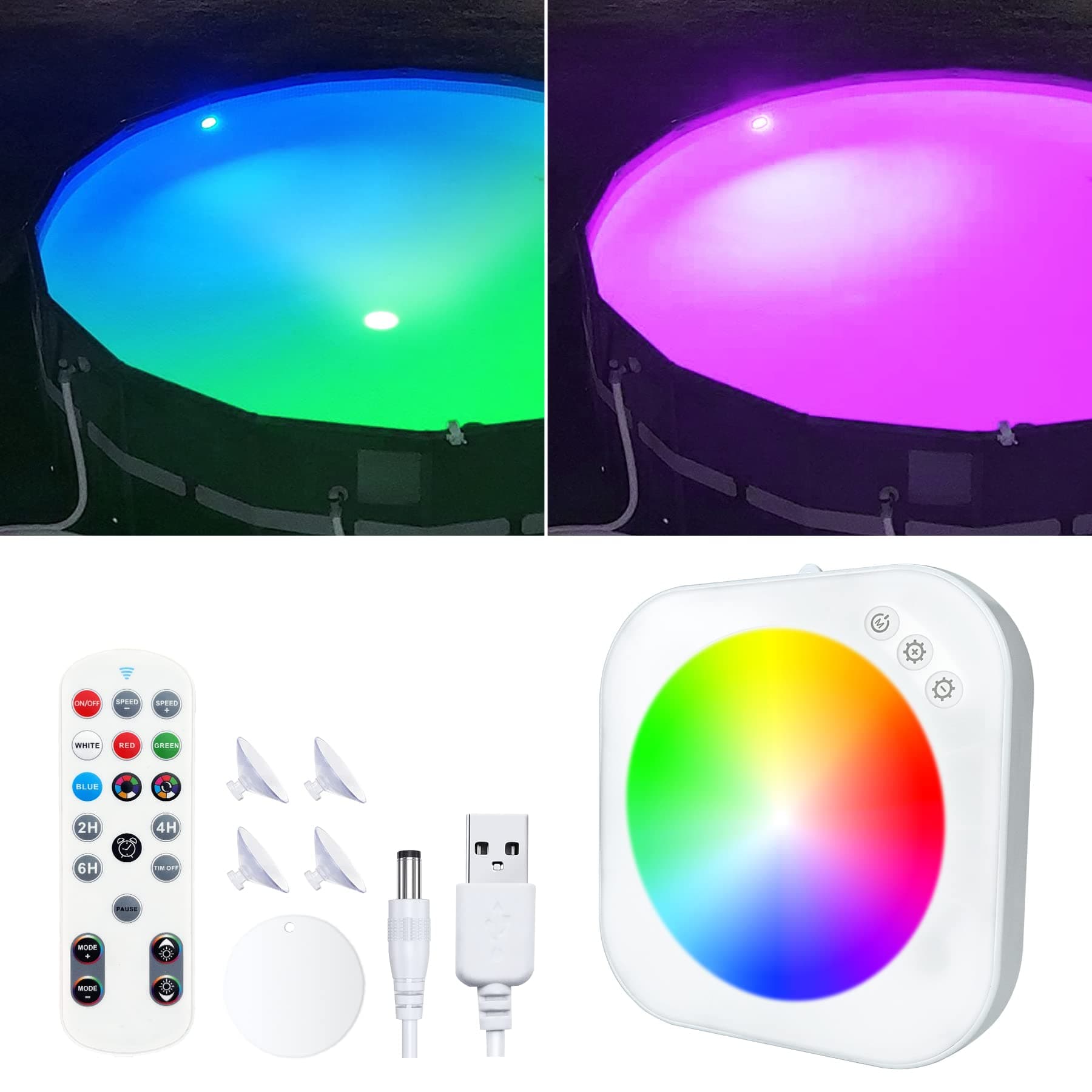 Submersible Pool Lights with Remote, Led Pool Light for Inground Pools Waterproof, Battery Operated Underwater Magnetic Lights for Above Ground Pools Light