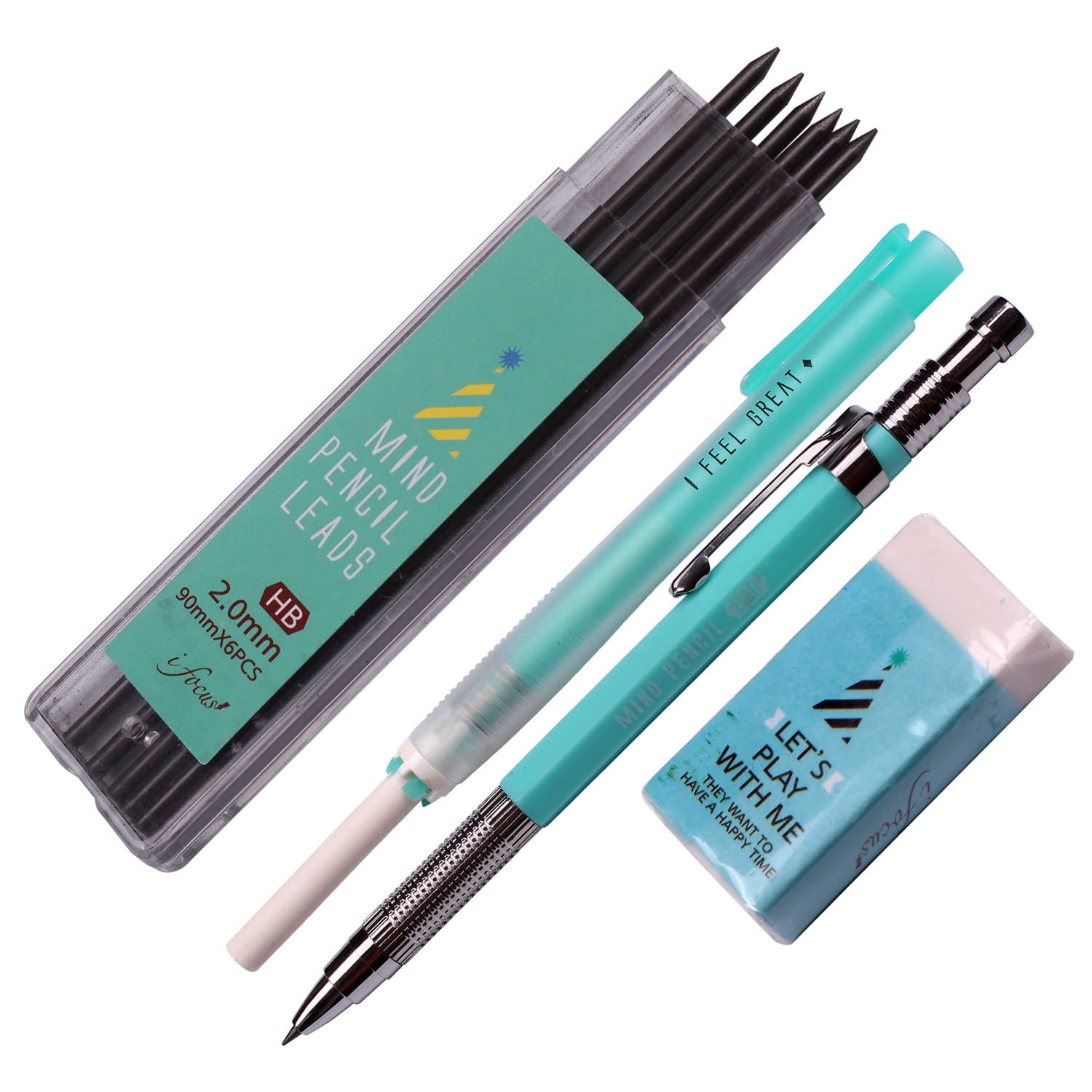 Mind Combo 2.0mm Lead Holder Pen Mechanical Pencil for Draft Drawing, Art Sketching +(Lead 1 Pack Holder Eraser)