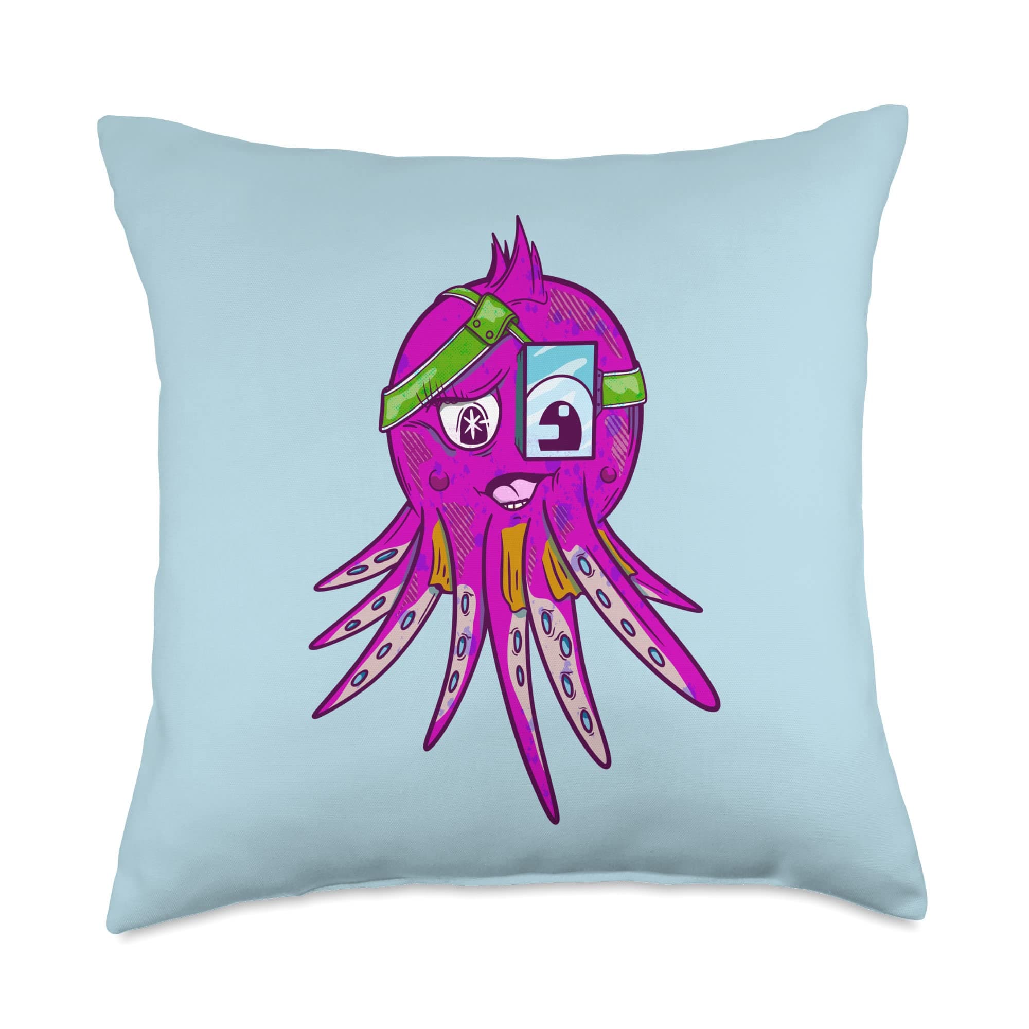 Mailboxdisco Cute Octopus Throw Pillow, 18x18, Multicolor