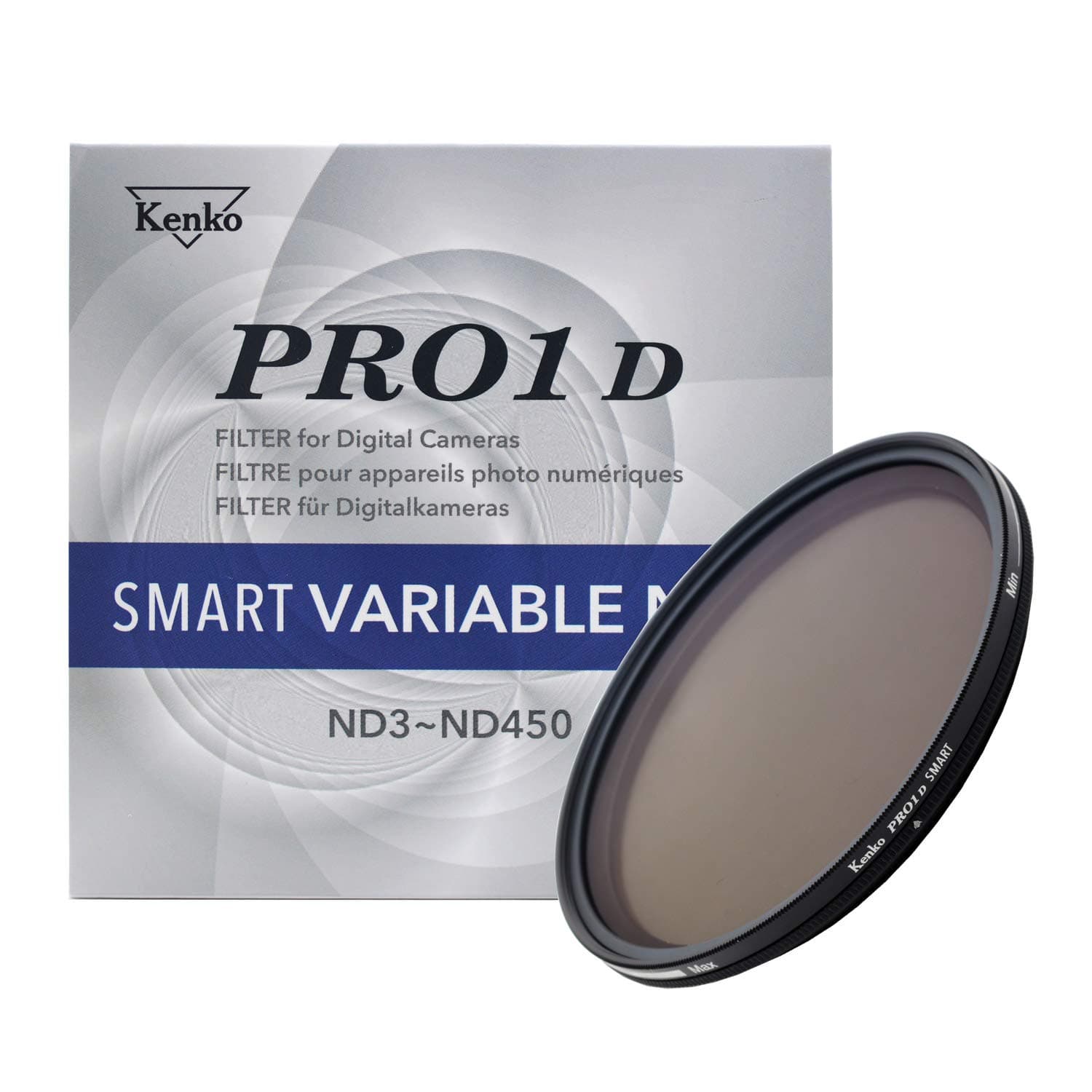 Kenko Photography grey filter PRO1D SMART VARIABLE NDX ND3-ND450 58mm, ND3 to 450 stepless adjustment, For long exposure, For Video recording
